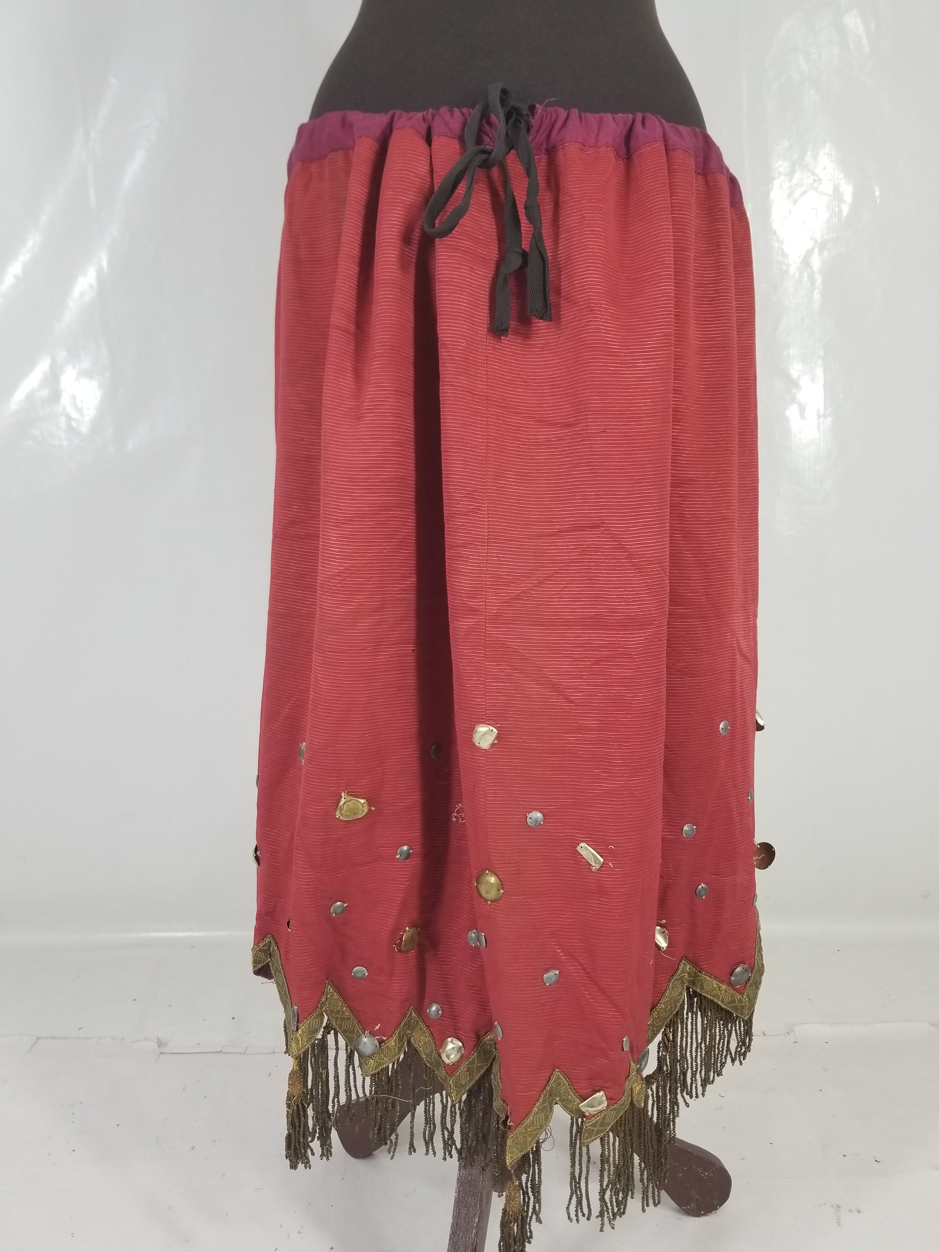 Antique European Sequins & Beadwork Metallic Trim Skirt 140x68cm