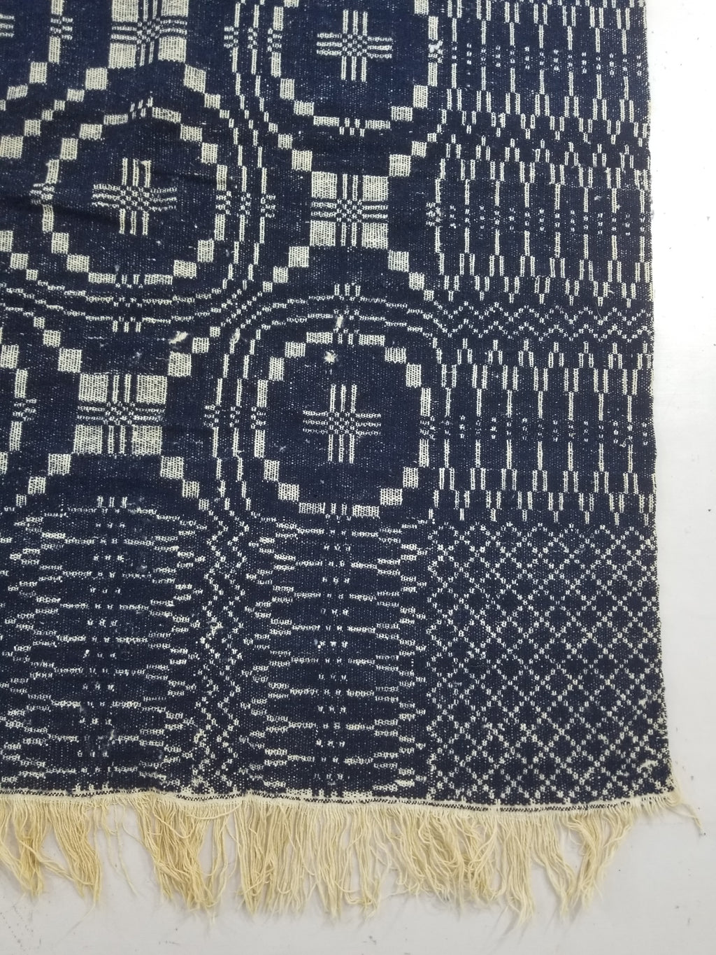 Vintage American Mid 19thC Jacquard-Loomed Reversible Wool Coverlet 238x194cm