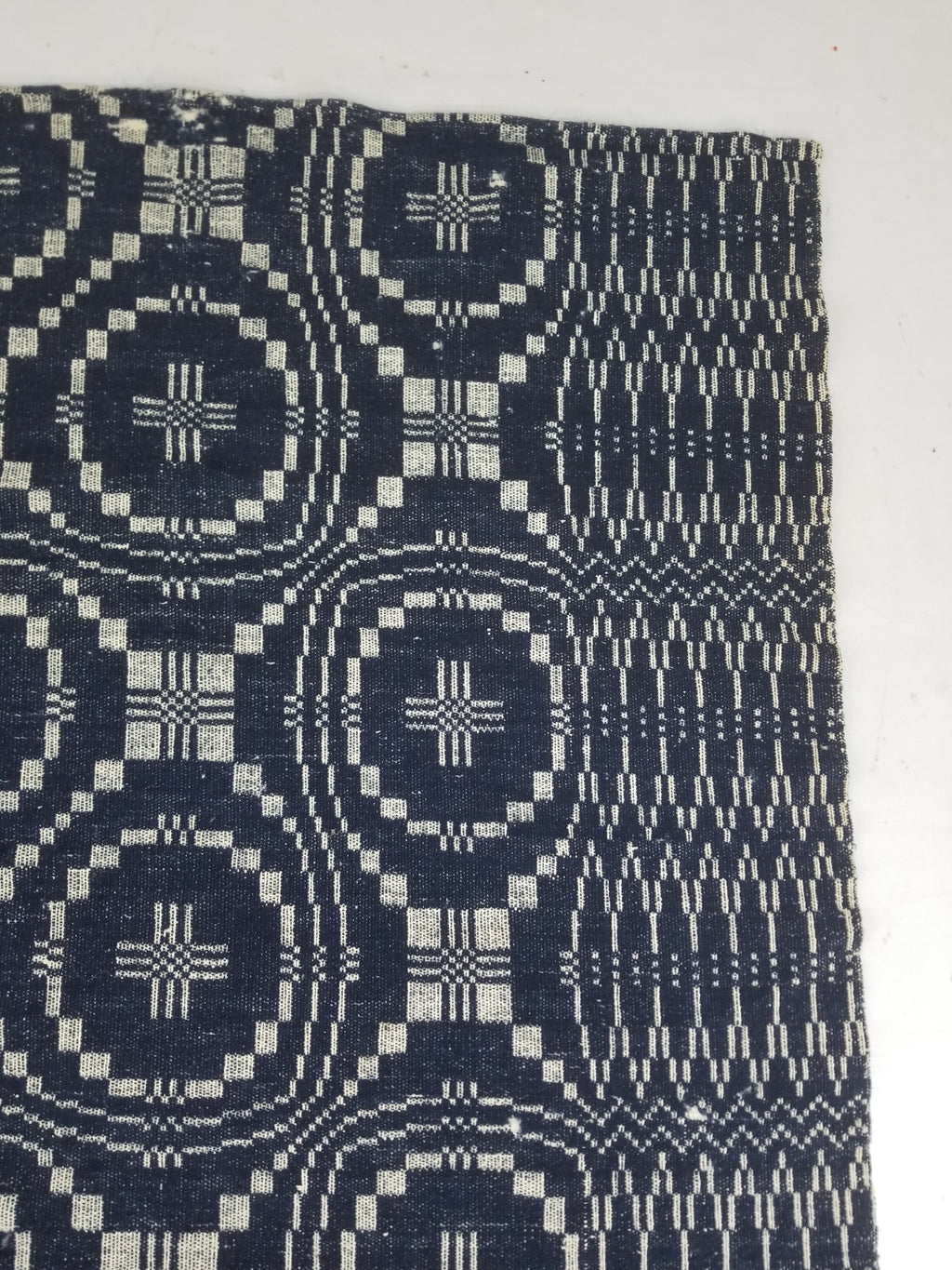 Vintage American Mid 19thC Jacquard-Loomed Reversible Wool Coverlet 238x194cm