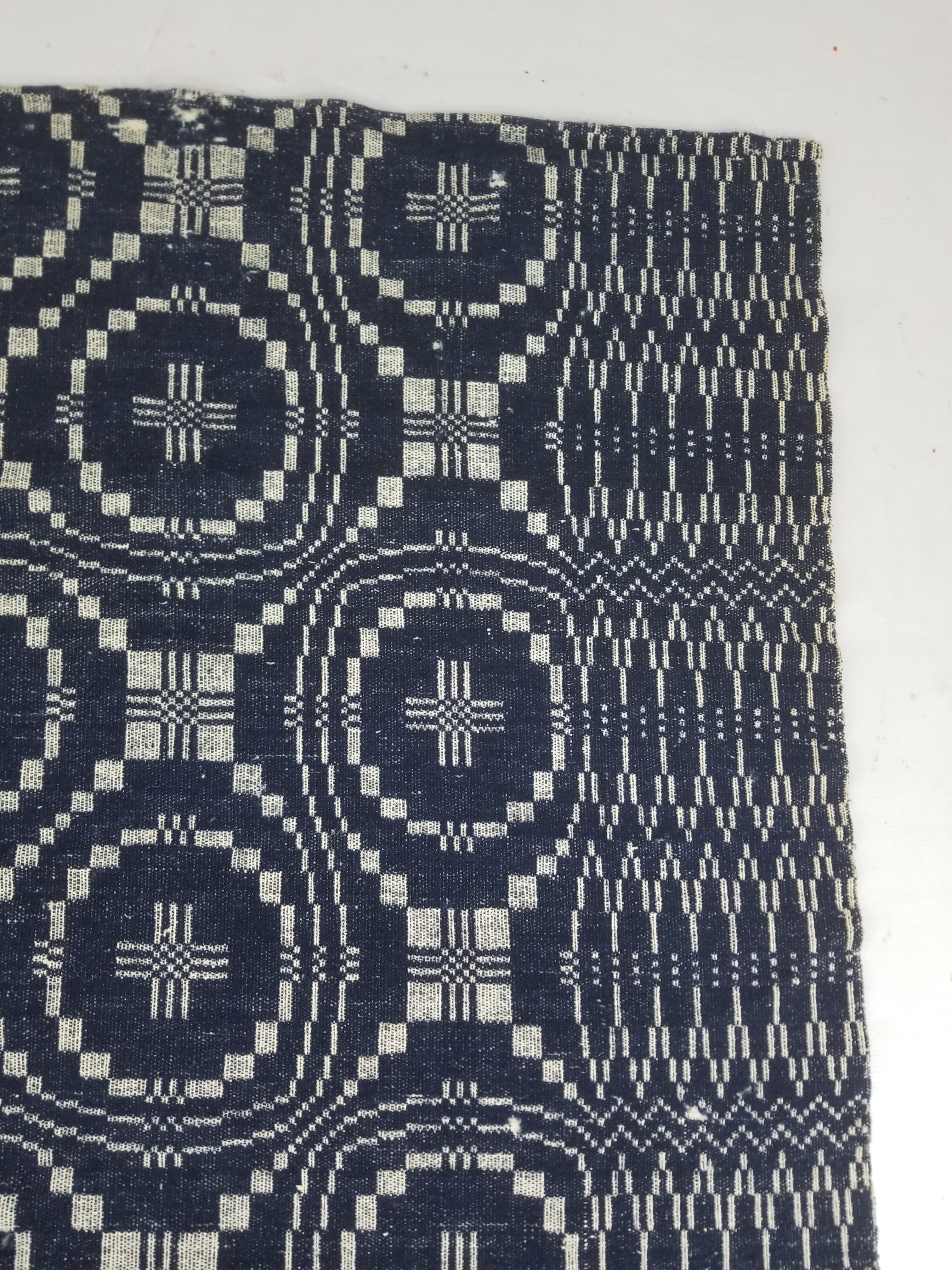 Vintage American Mid 19thC Jacquard-Loomed Reversible Wool Coverlet 238x194cm