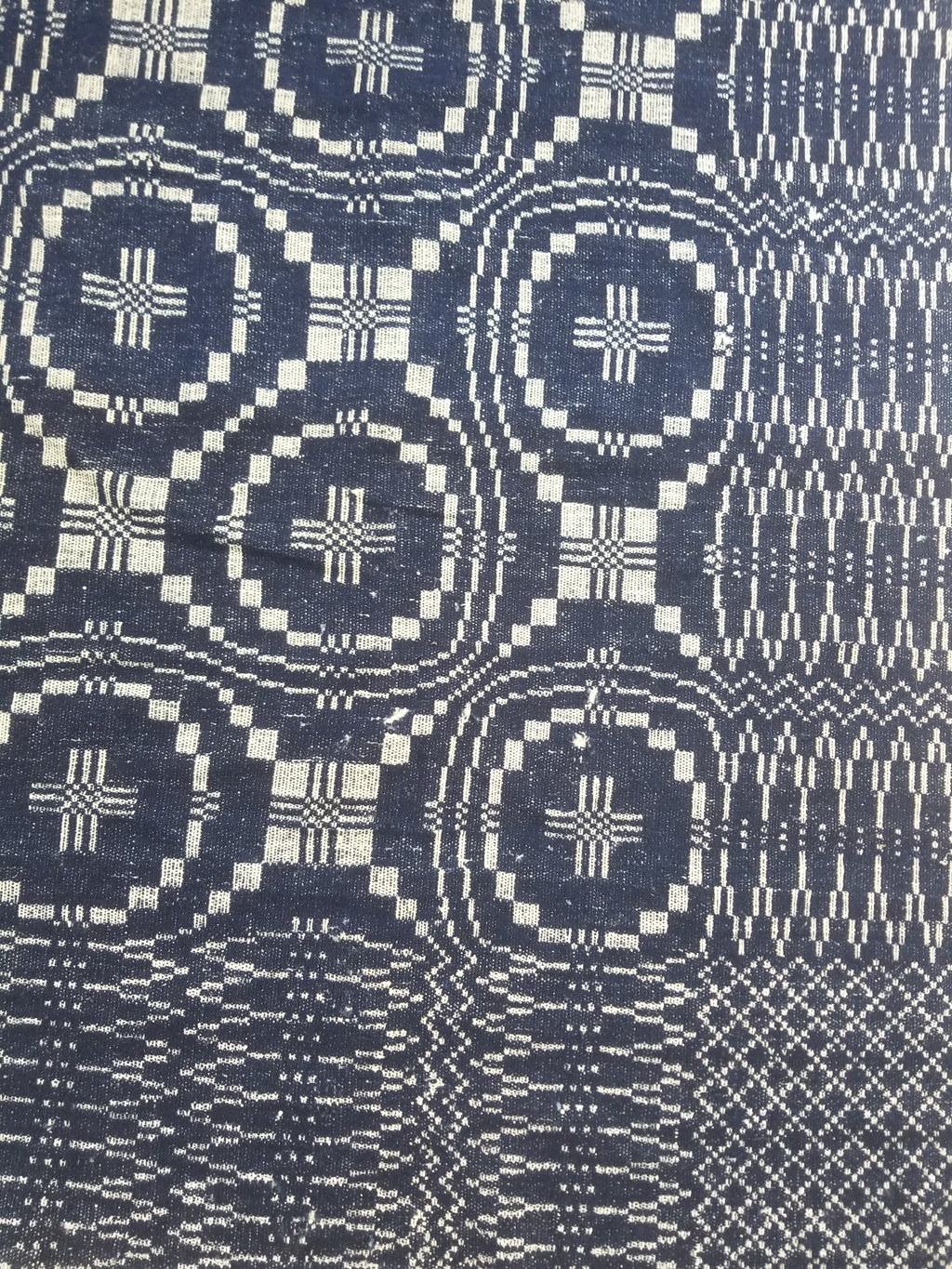 Vintage American Mid 19thC Jacquard-Loomed Reversible Wool Coverlet 238x194cm