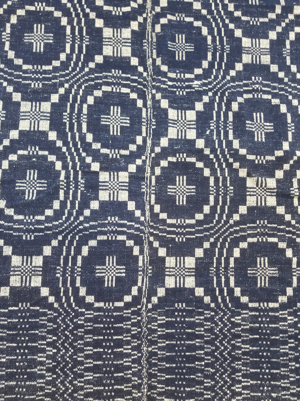 Vintage American Mid 19thC Jacquard-Loomed Reversible Wool Coverlet 238x194cm