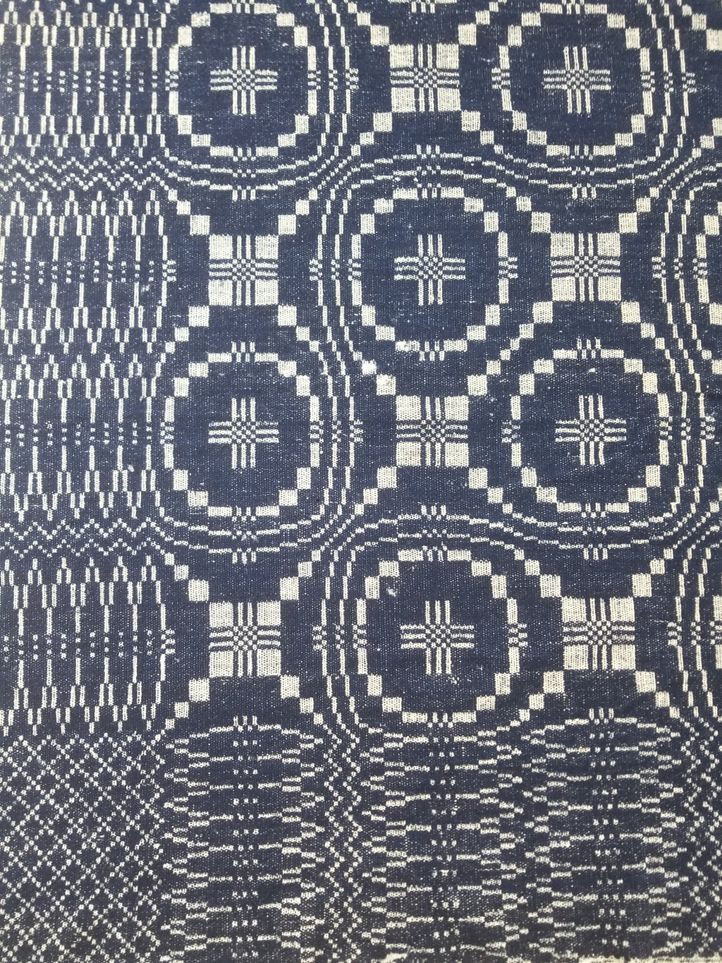 Vintage American Mid 19thC Jacquard-Loomed Reversible Wool Coverlet 238x194cm