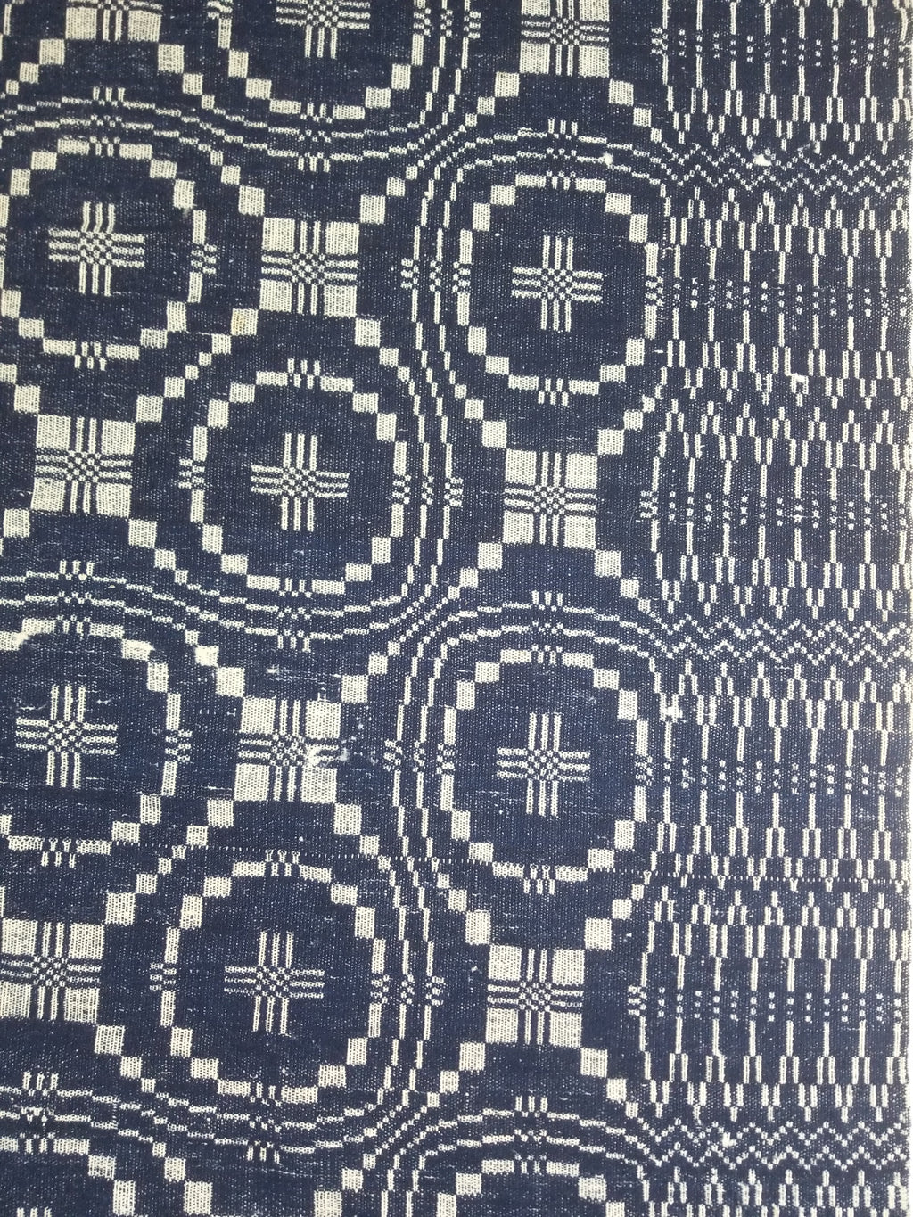 Vintage American Mid 19thC Jacquard-Loomed Reversible Wool Coverlet 238x194cm