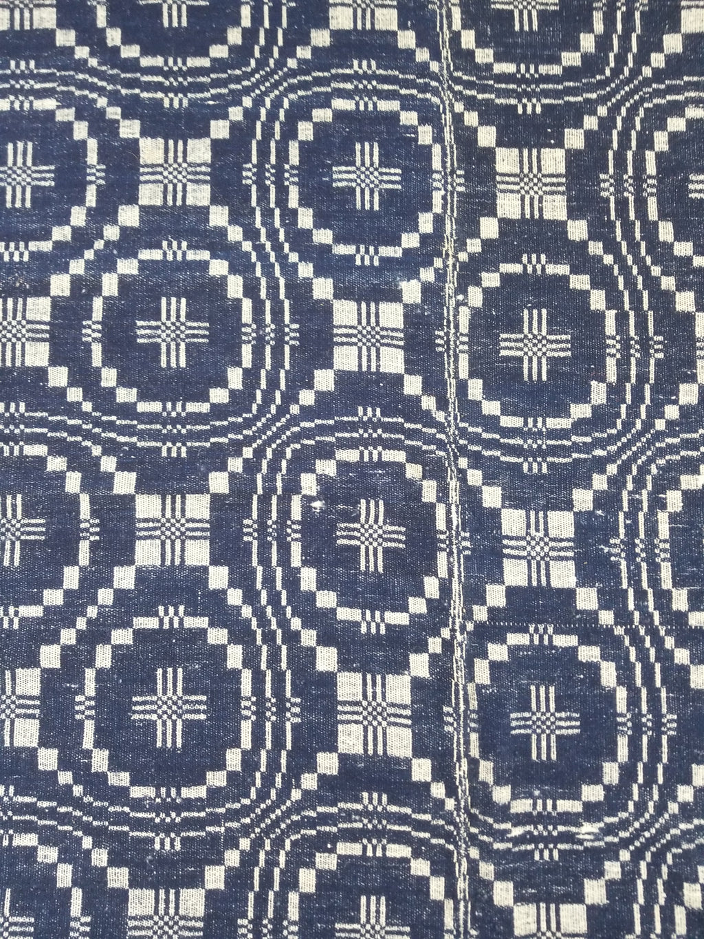 Vintage American Mid 19thC Jacquard-Loomed Reversible Wool Coverlet 238x194cm