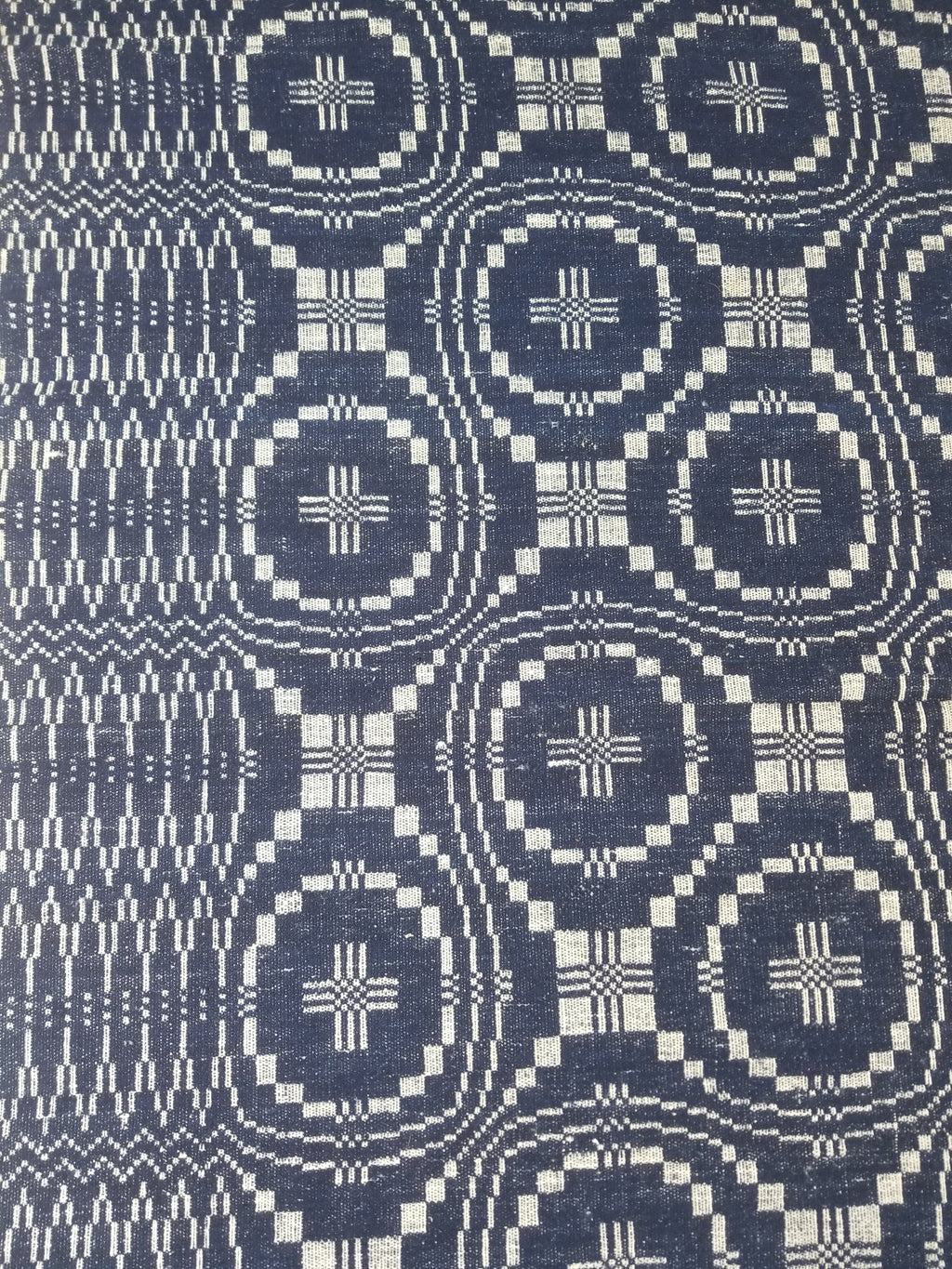 Vintage American Mid 19thC Jacquard-Loomed Reversible Wool Coverlet 238x194cm