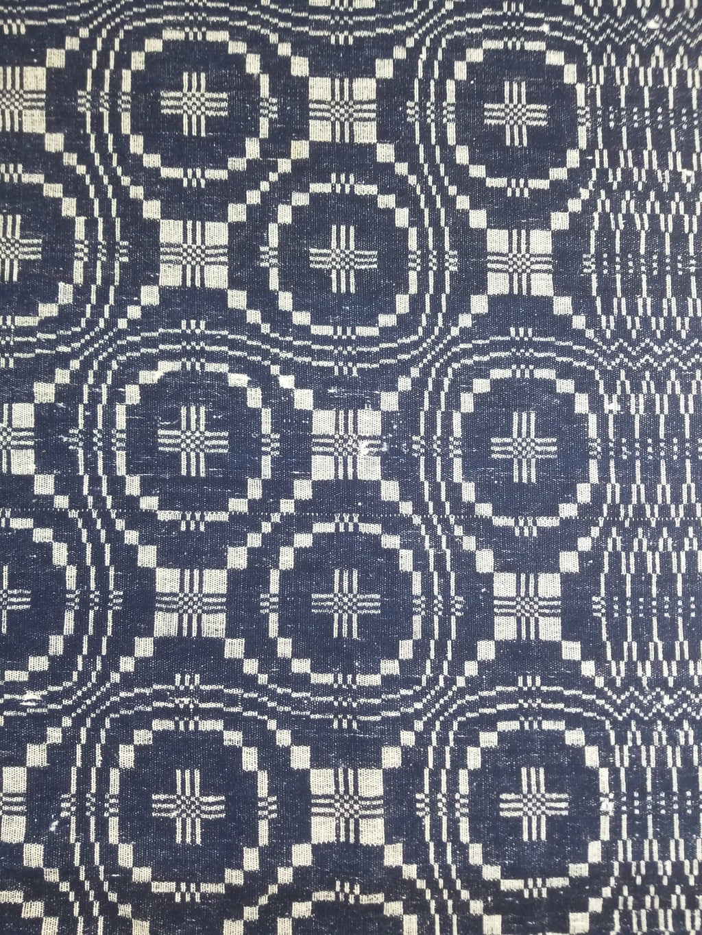 Vintage American Mid 19thC Jacquard-Loomed Reversible Wool Coverlet 238x194cm