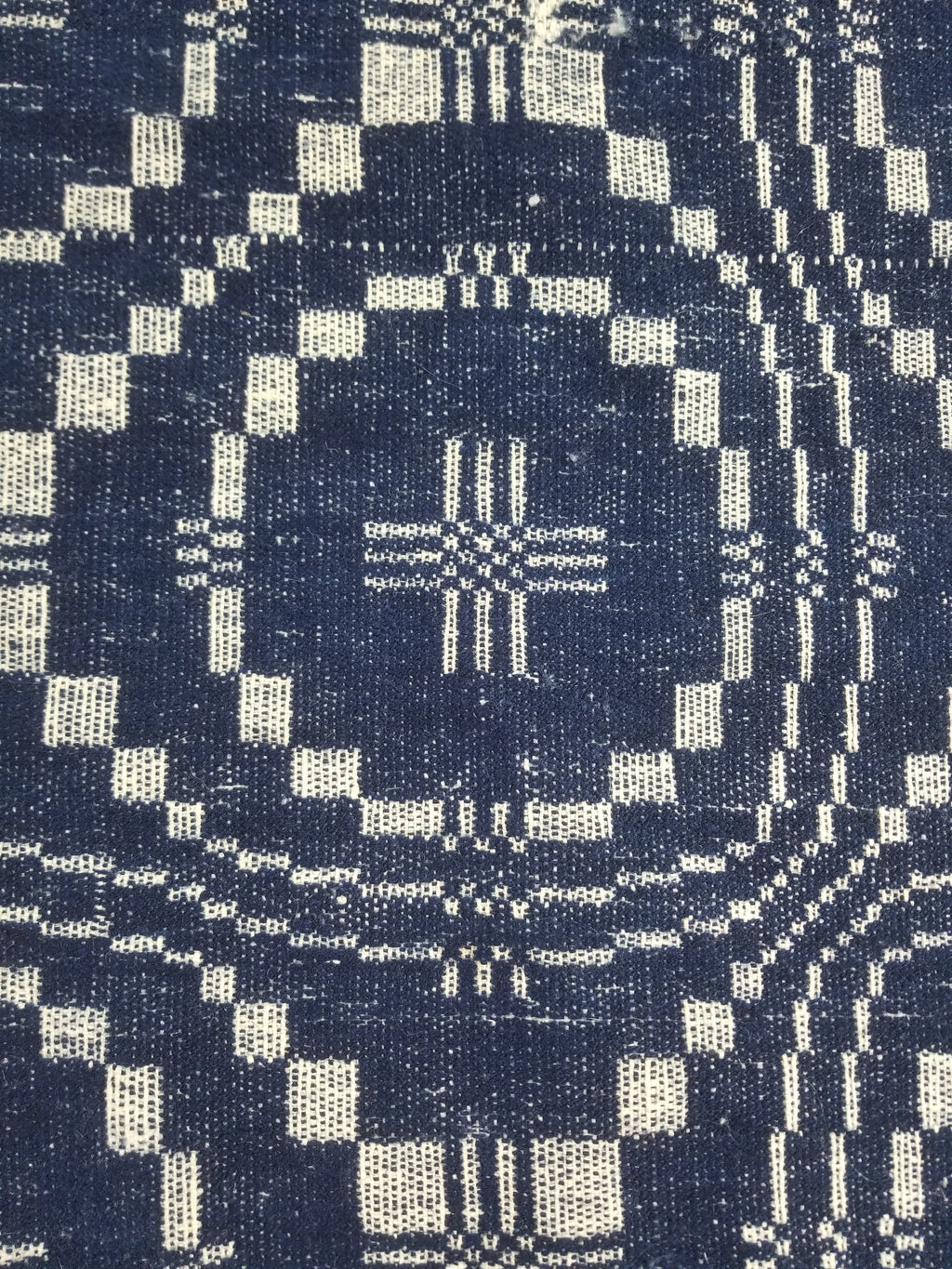 Vintage American Mid 19thC Jacquard-Loomed Reversible Wool Coverlet 238x194cm