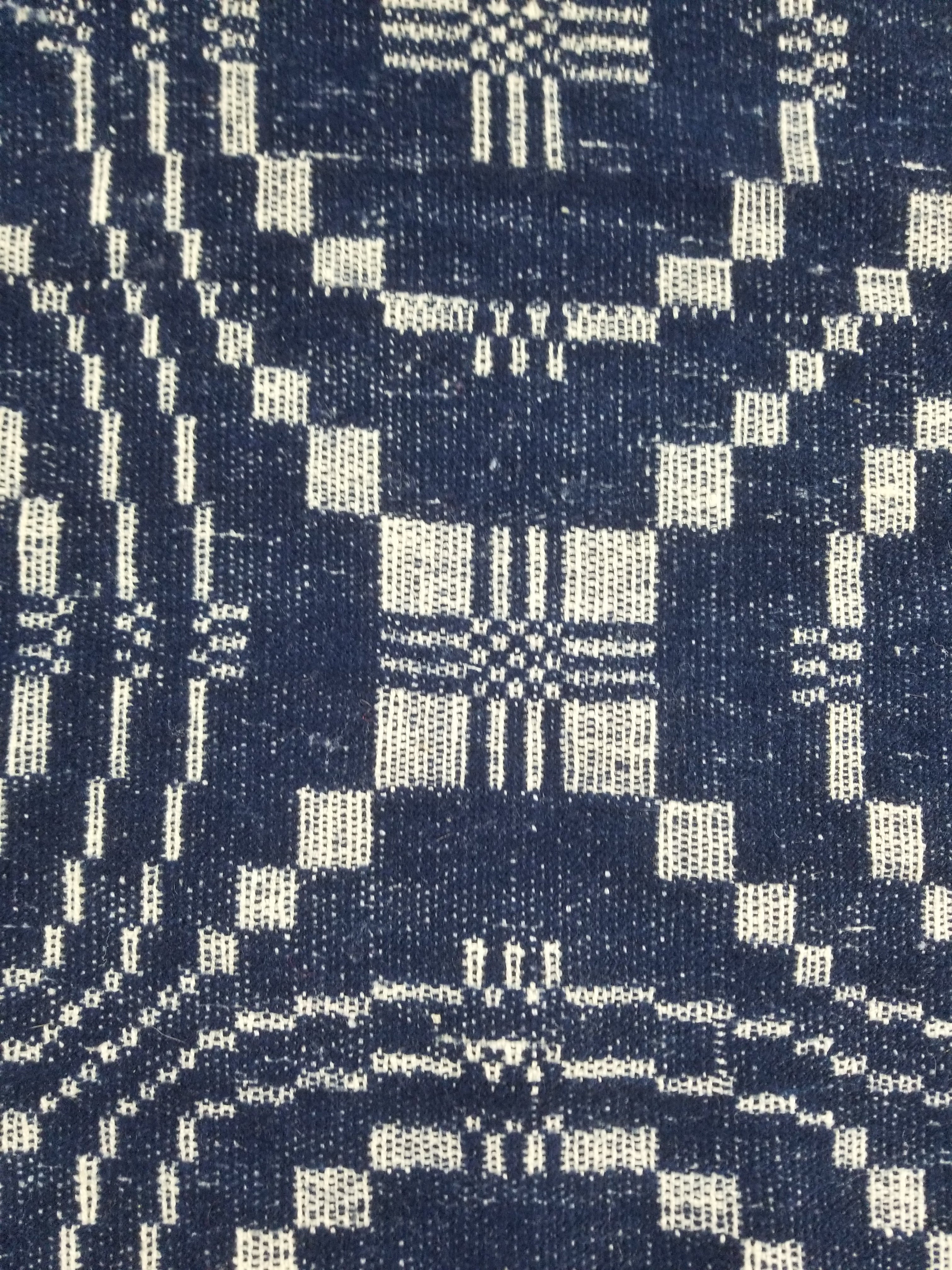 Vintage American Mid 19thC Jacquard-Loomed Reversible Wool Coverlet 238x194cm