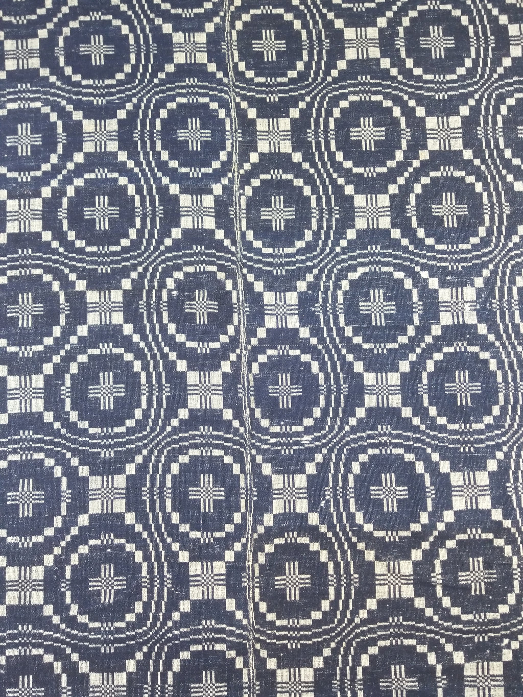 Vintage American Mid 19thC Jacquard-Loomed Reversible Wool Coverlet 238x194cm