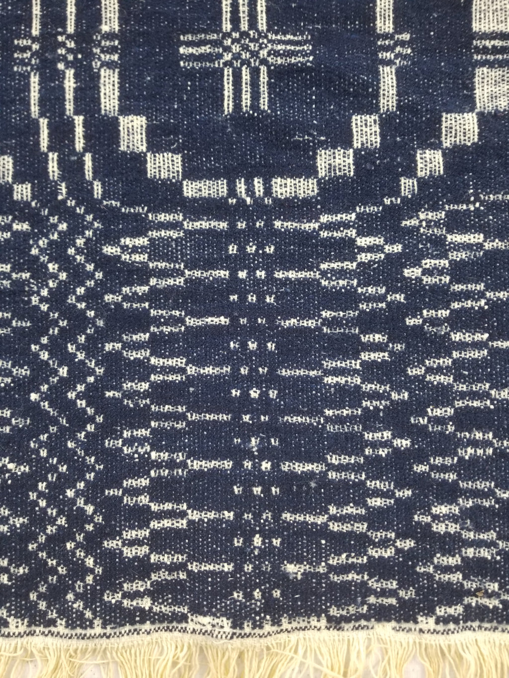 Vintage American Mid 19thC Jacquard-Loomed Reversible Wool Coverlet 238x194cm