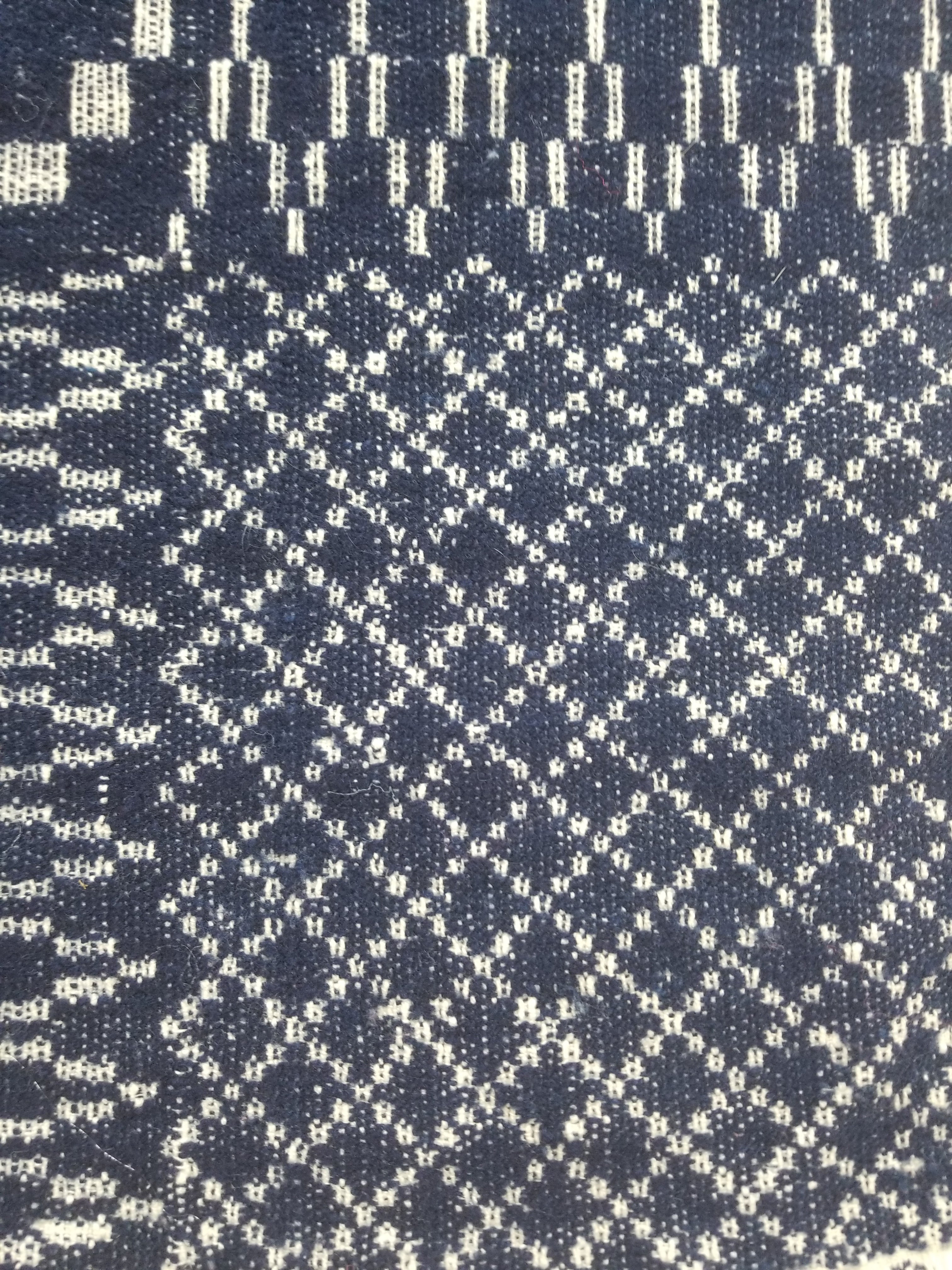 Vintage American Mid 19thC Jacquard-Loomed Reversible Wool Coverlet 238x194cm