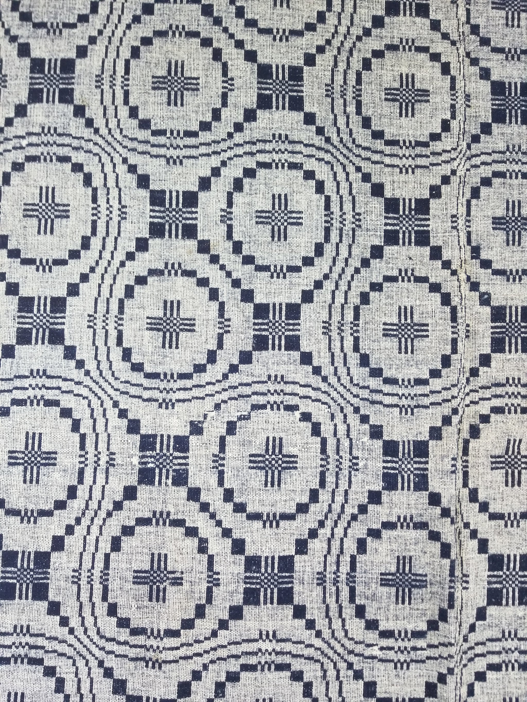 Vintage American Mid 19thC Jacquard-Loomed Reversible Wool Coverlet 238x194cm