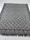 Antique American Jacquard Loom Reversible Folk Art Tapestry Blanket Throw 228x188cm