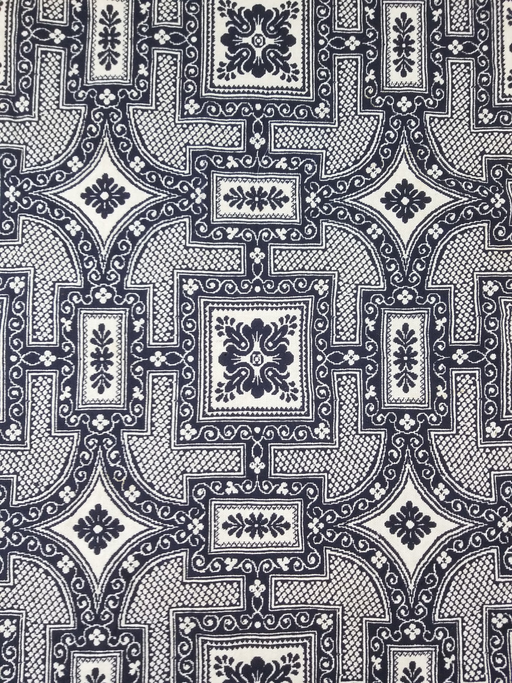 Antique American Jacquard Loom Reversible Folk Art Tapestry Blanket Throw 228x188cm