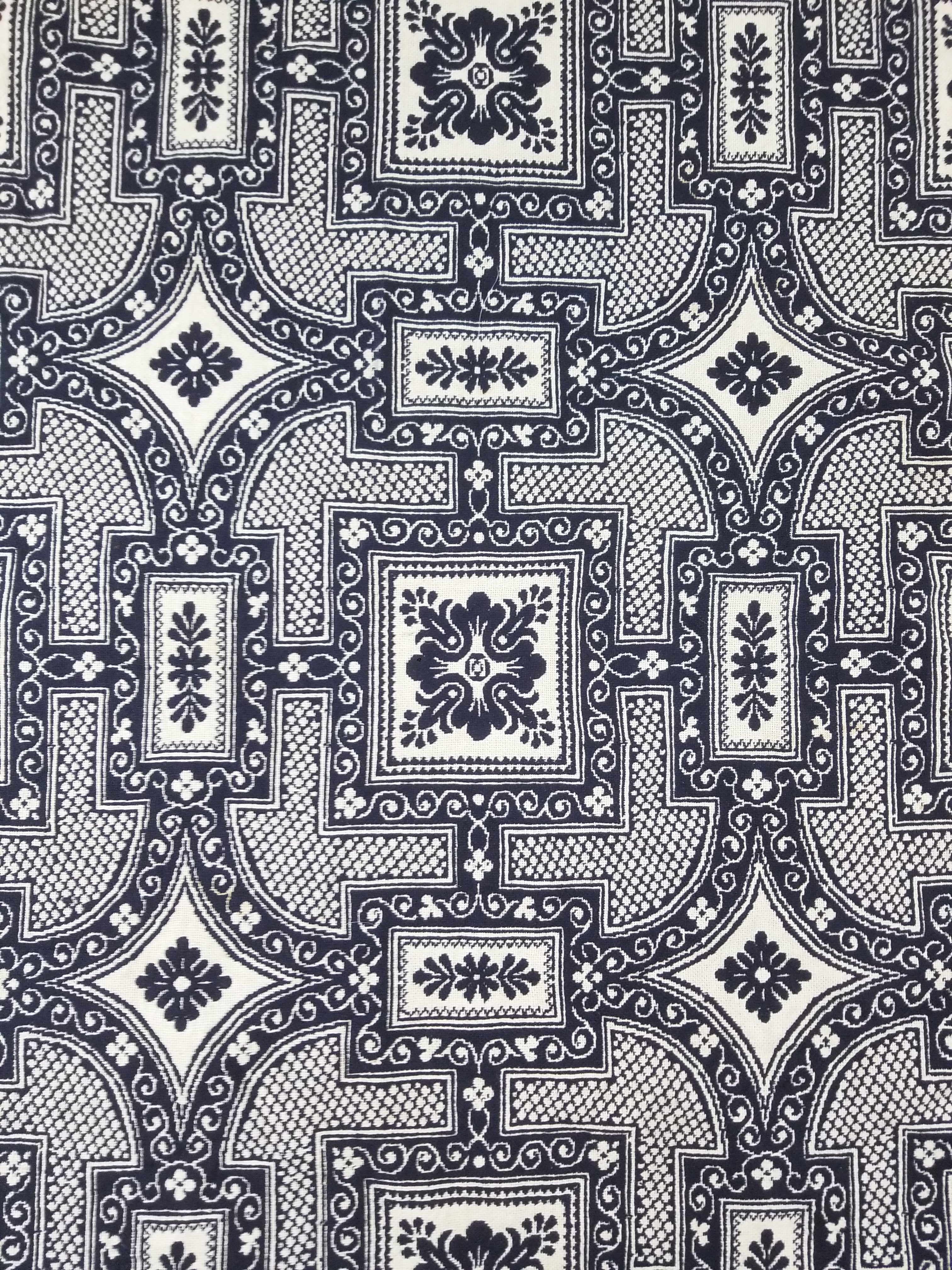 Antique American Jacquard Loom Reversible Folk Art Tapestry Blanket Throw 228x188cm