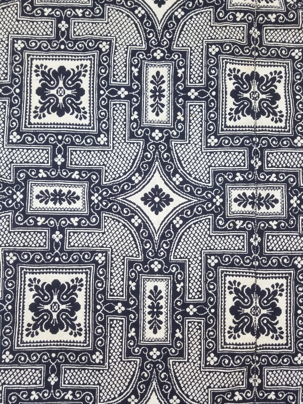 Antique American Jacquard Loom Reversible Folk Art Tapestry Blanket Throw 228x188cm