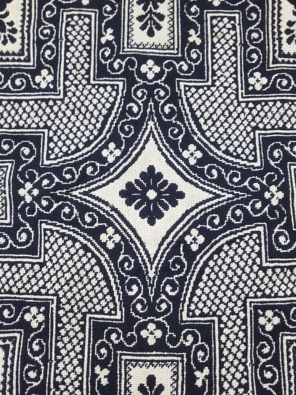 Antique American Jacquard Loom Reversible Folk Art Tapestry Blanket Throw 228x188cm
