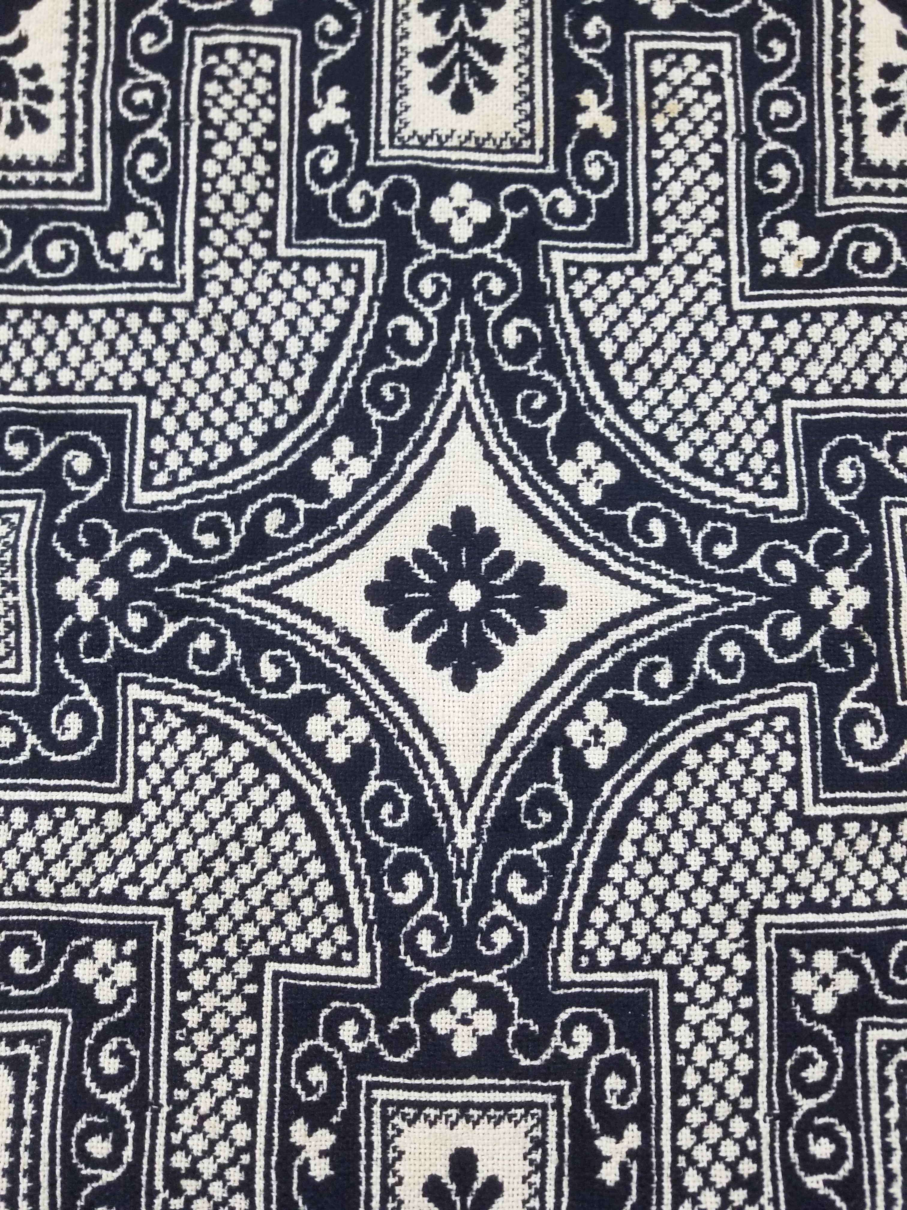 Antique American Jacquard Loom Reversible Folk Art Tapestry Blanket Throw 228x188cm