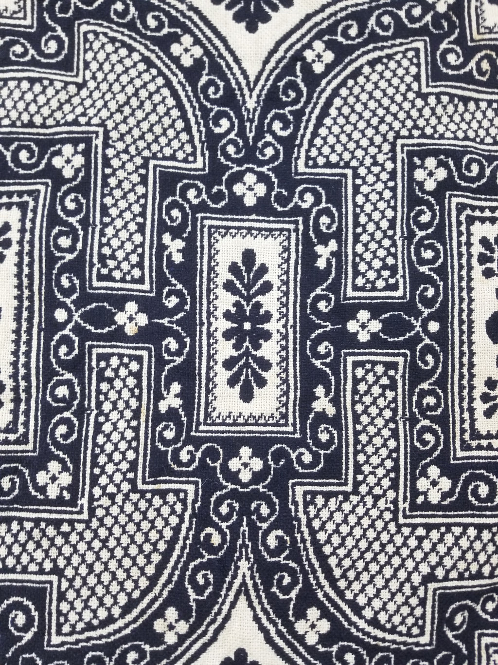 Antique American Jacquard Loom Reversible Folk Art Tapestry Blanket Throw 228x188cm