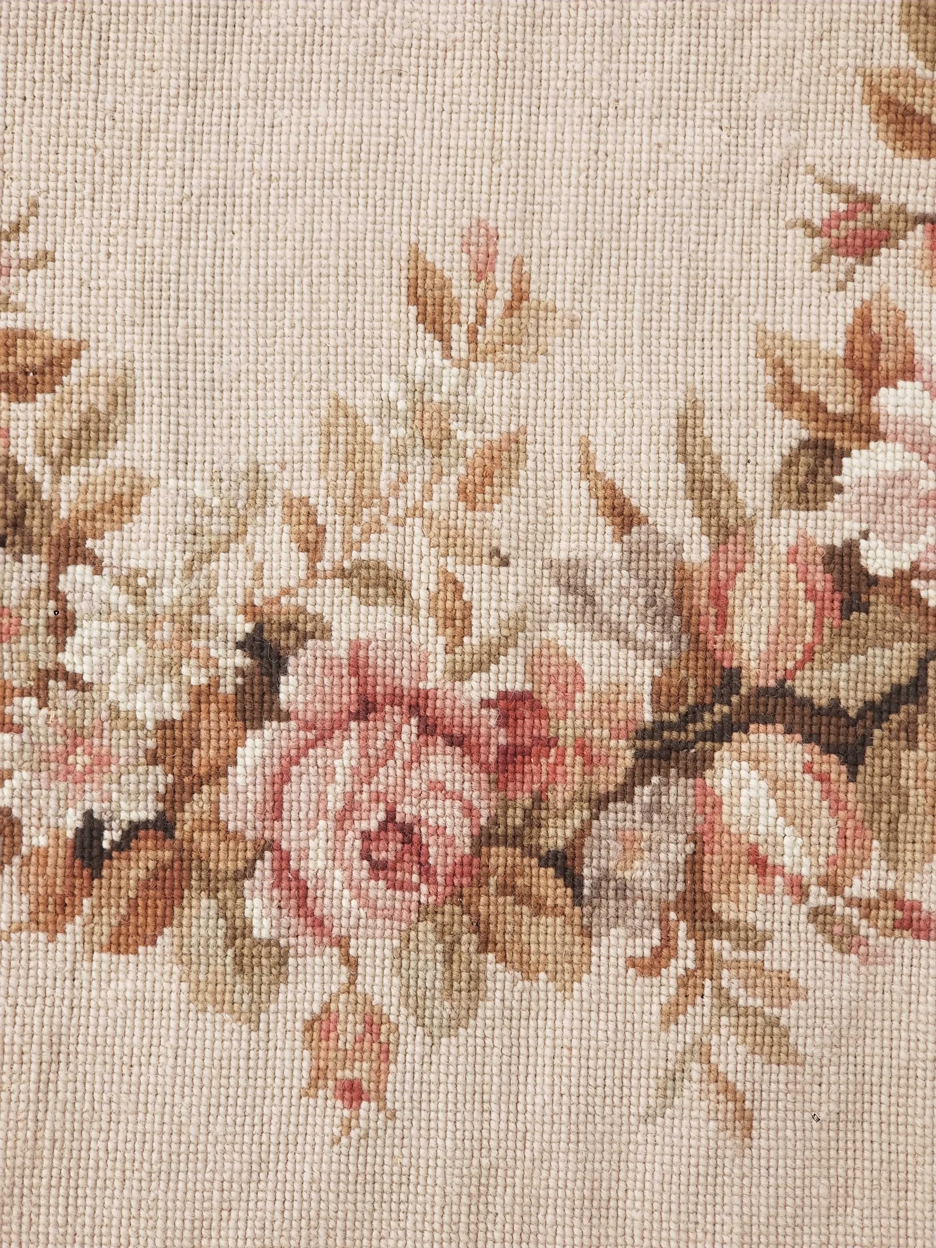 Antique French Aubusson Ornate Floral Wool Area Rug 355x257cm