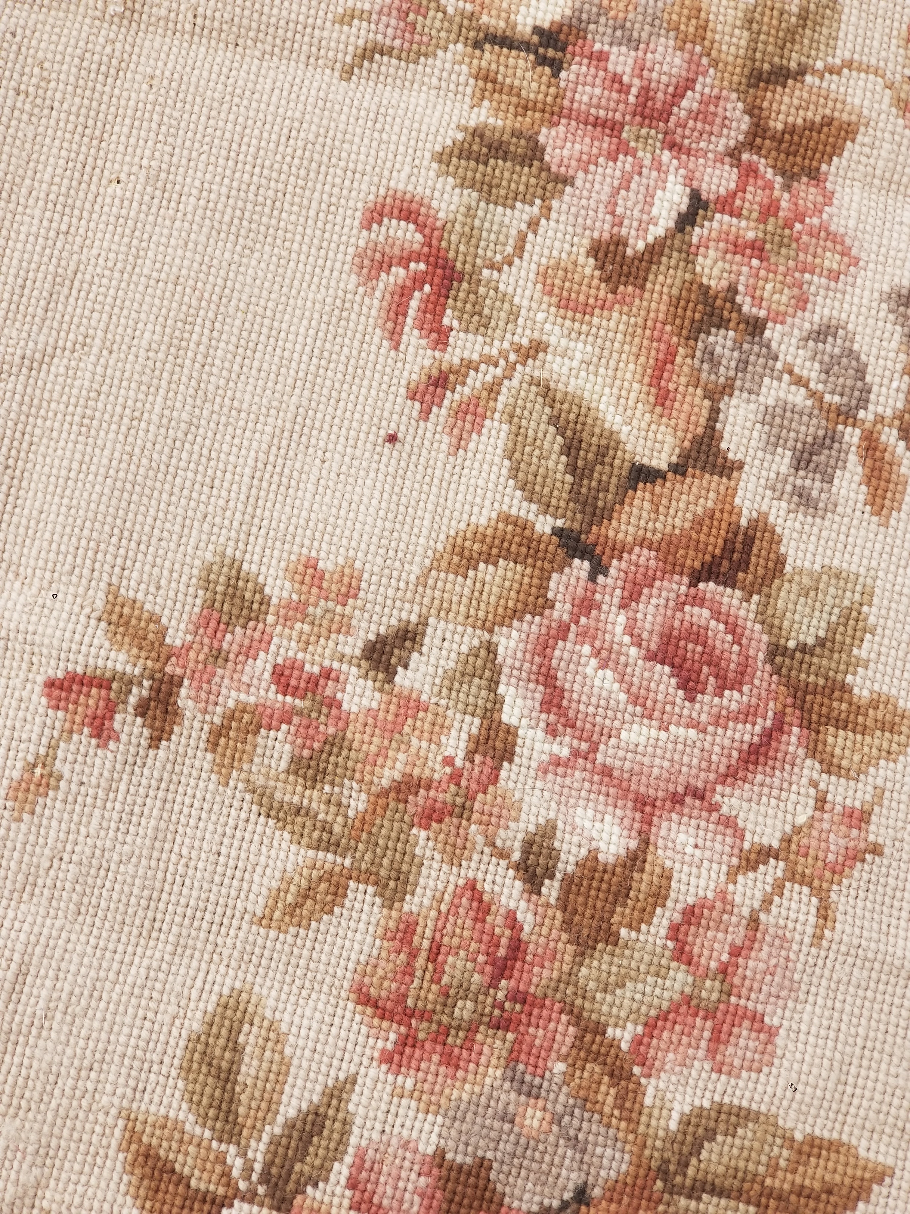 Antique French Aubusson Ornate Floral Wool Area Rug 355x257cm