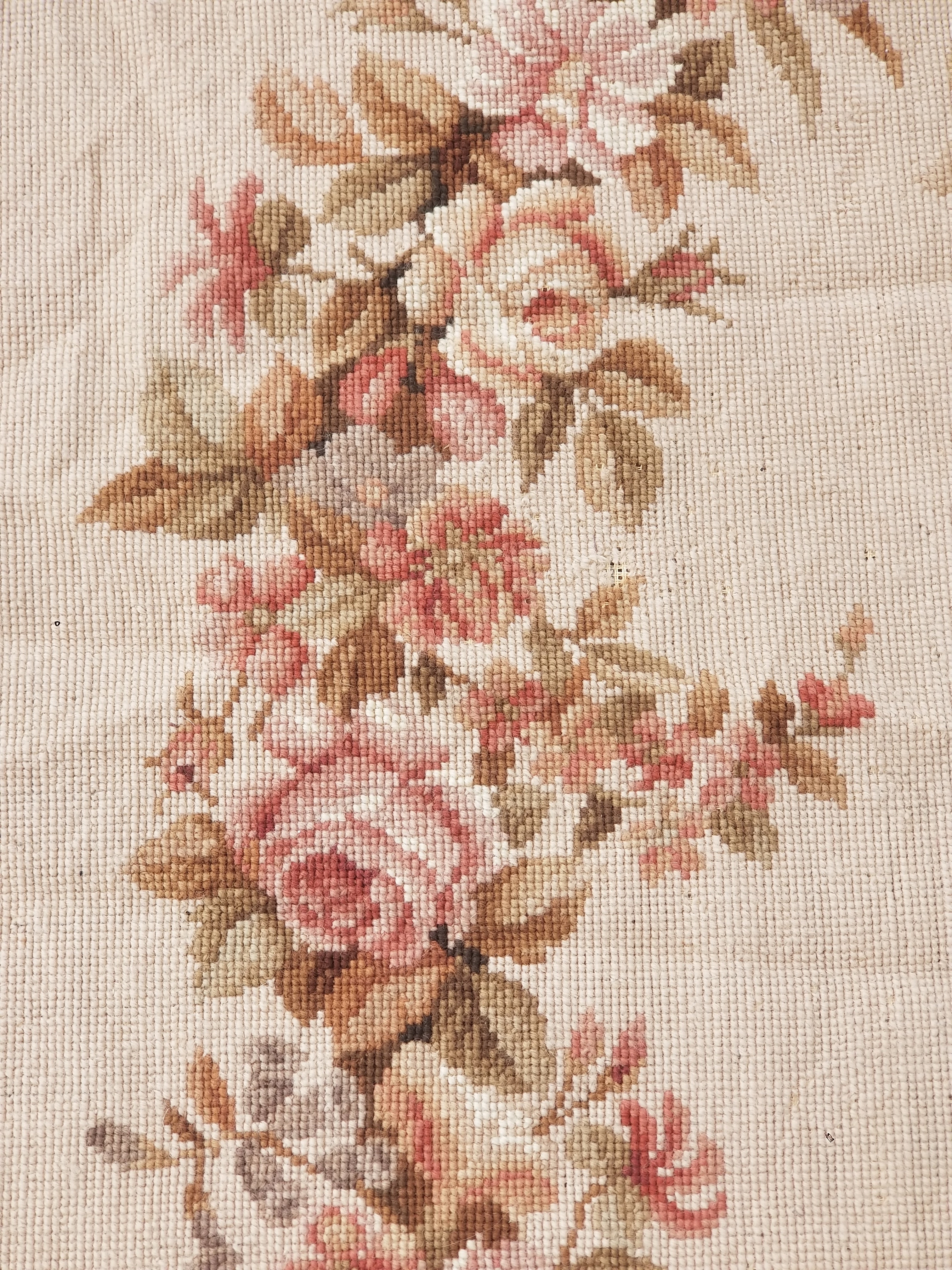 Antique French Aubusson Ornate Floral Wool Area Rug 355x257cm
