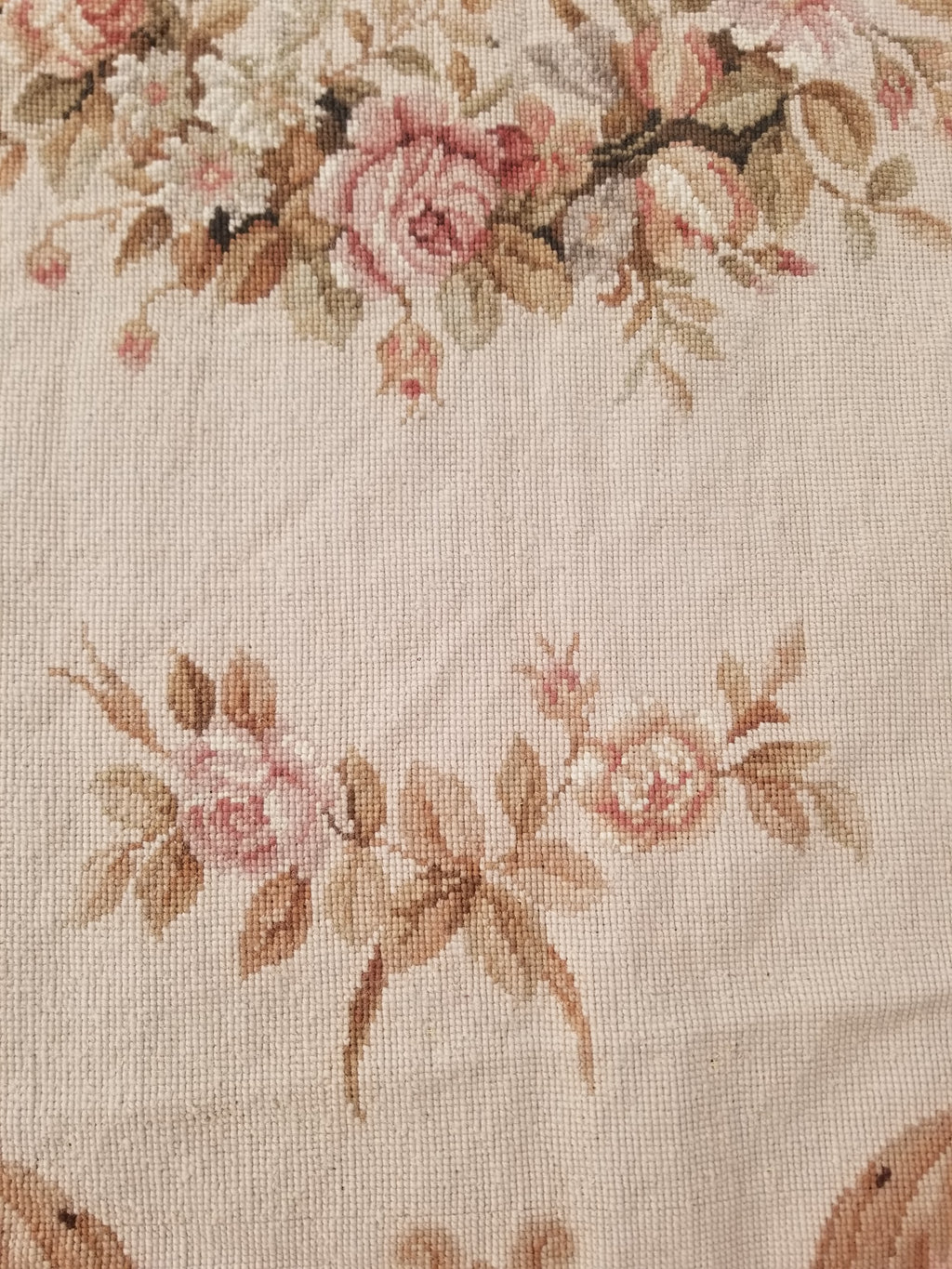 Antique French Aubusson Ornate Floral Wool Area Rug 355x257cm