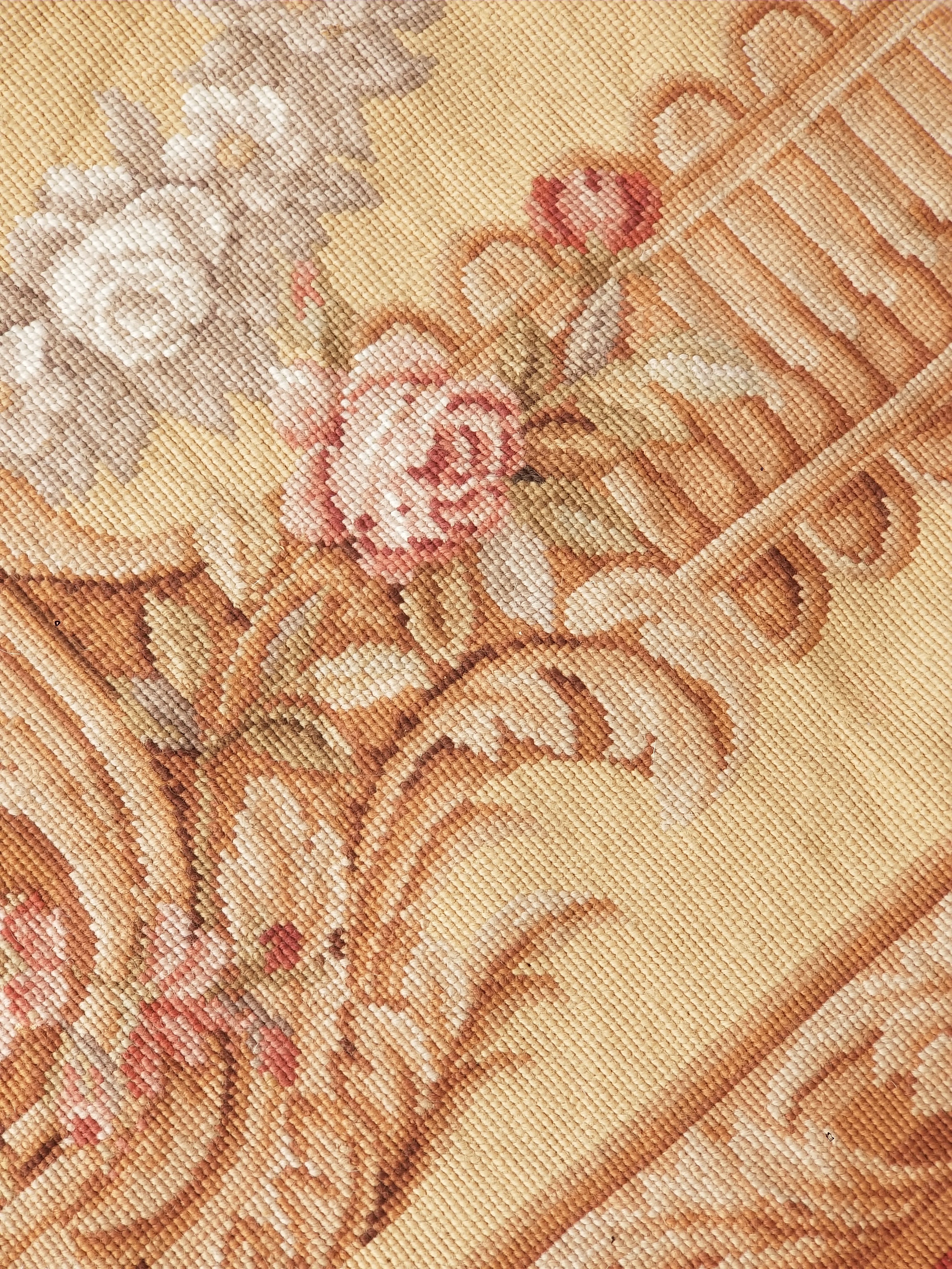 Antique French Aubusson Ornate Floral Wool Area Rug 355x257cm