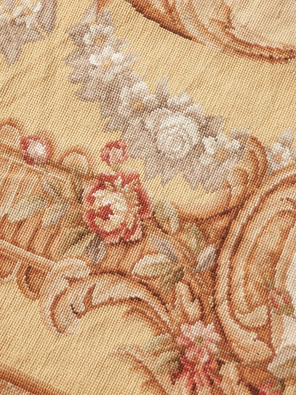 Antique French Aubusson Ornate Floral Wool Area Rug 355x257cm