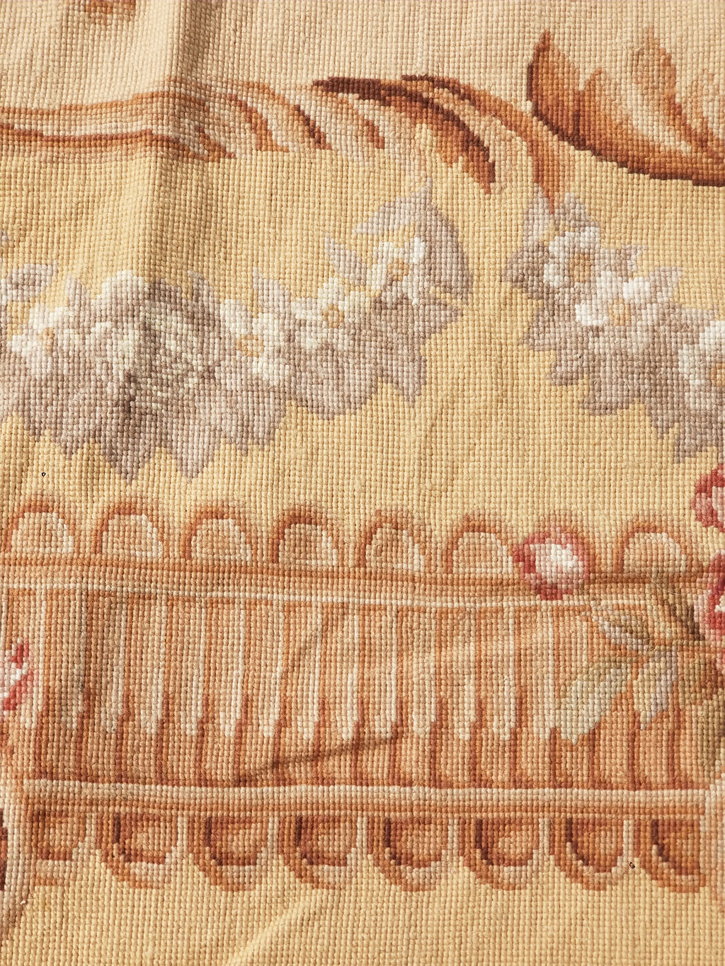 Antique French Aubusson Ornate Floral Wool Area Rug 355x257cm