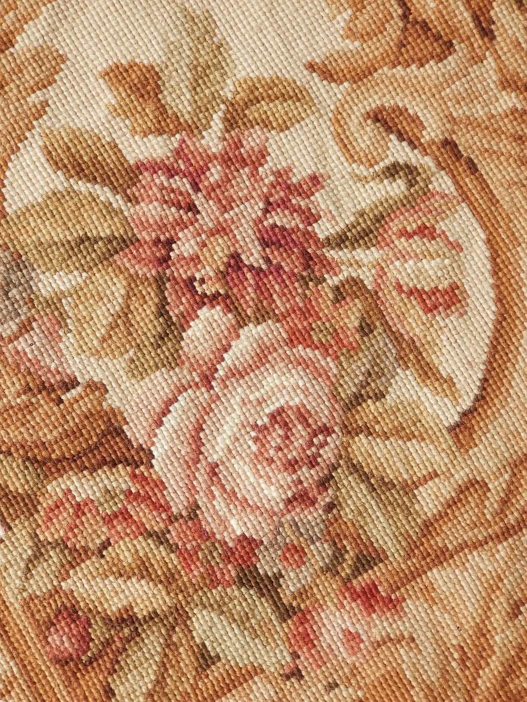 Antique French Aubusson Ornate Floral Wool Area Rug 355x257cm