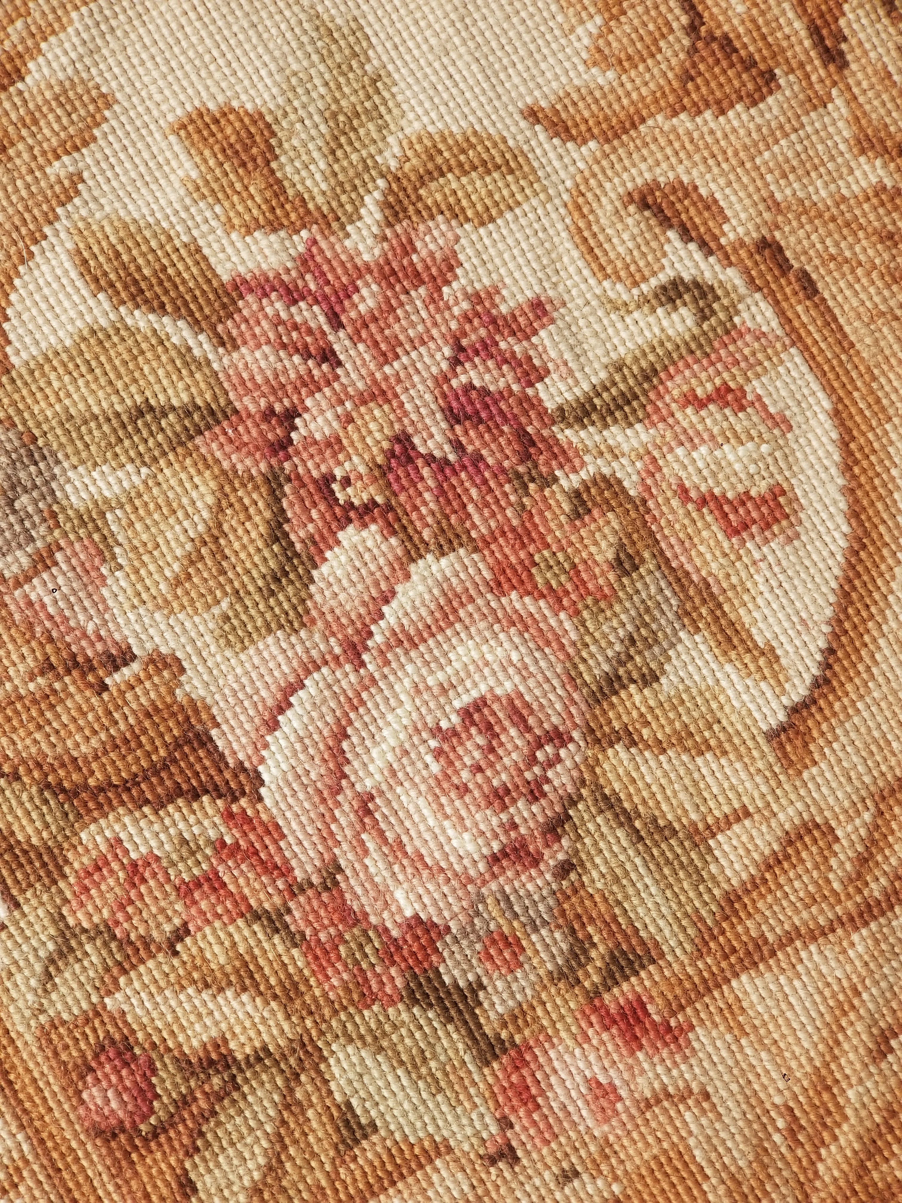 Antique French Aubusson Ornate Floral Wool Area Rug 355x257cm