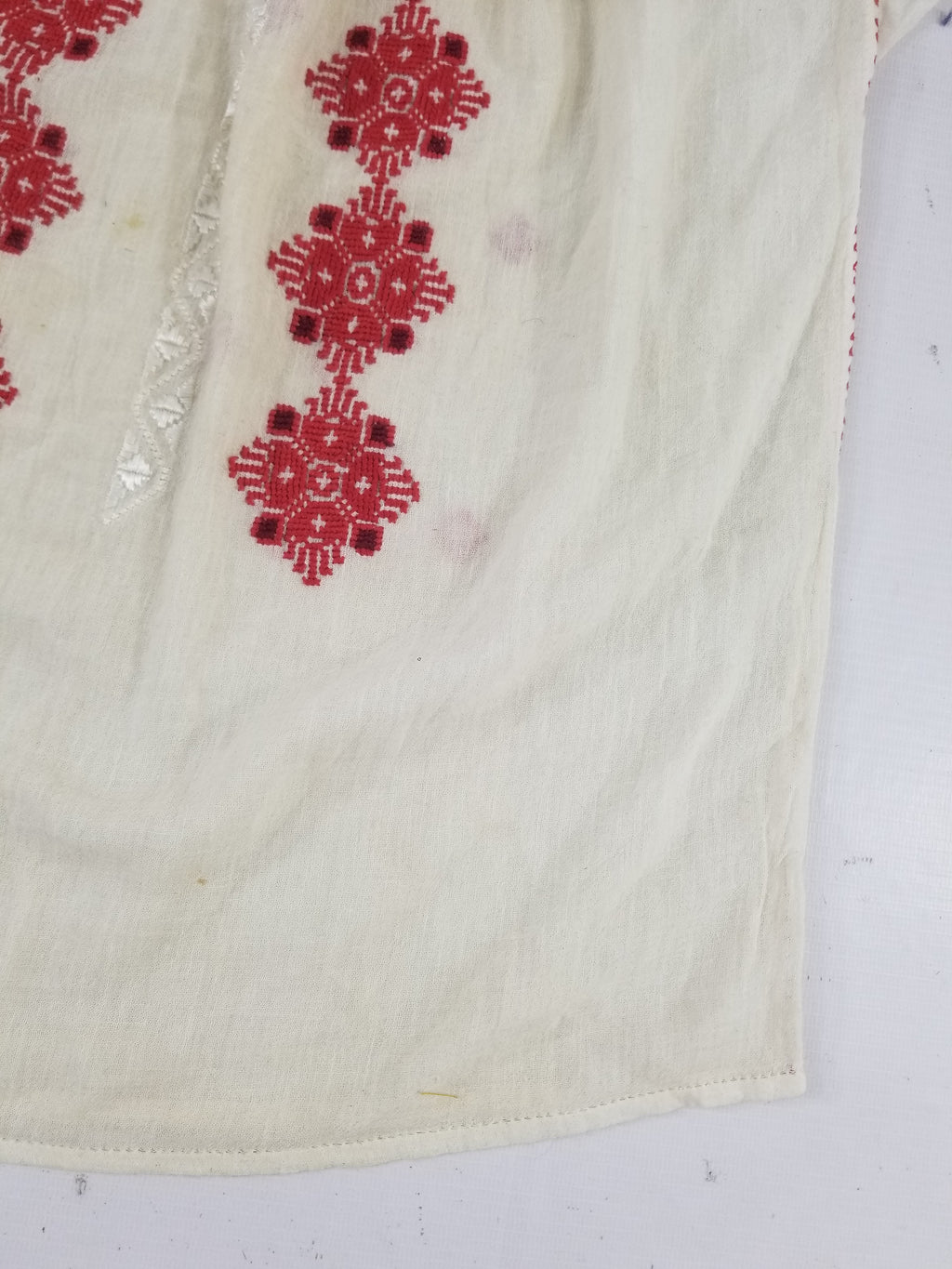 Vintage Romanian Vyshyvanka Embroidered Peasant Blouse