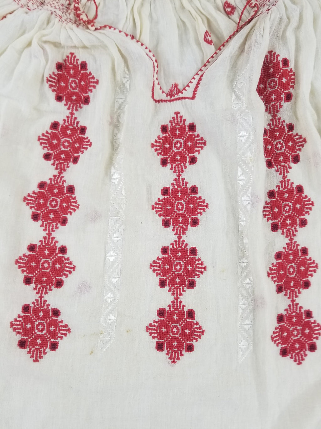Vintage Romanian Vyshyvanka Embroidered Peasant Blouse