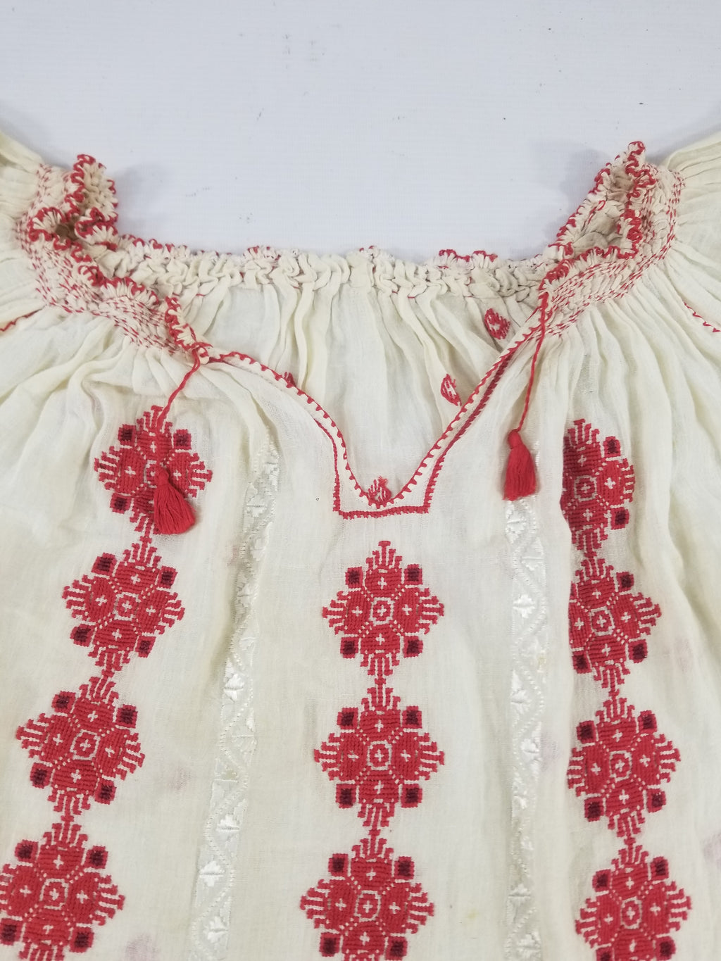 Vintage Romanian Vyshyvanka Embroidered Peasant Blouse