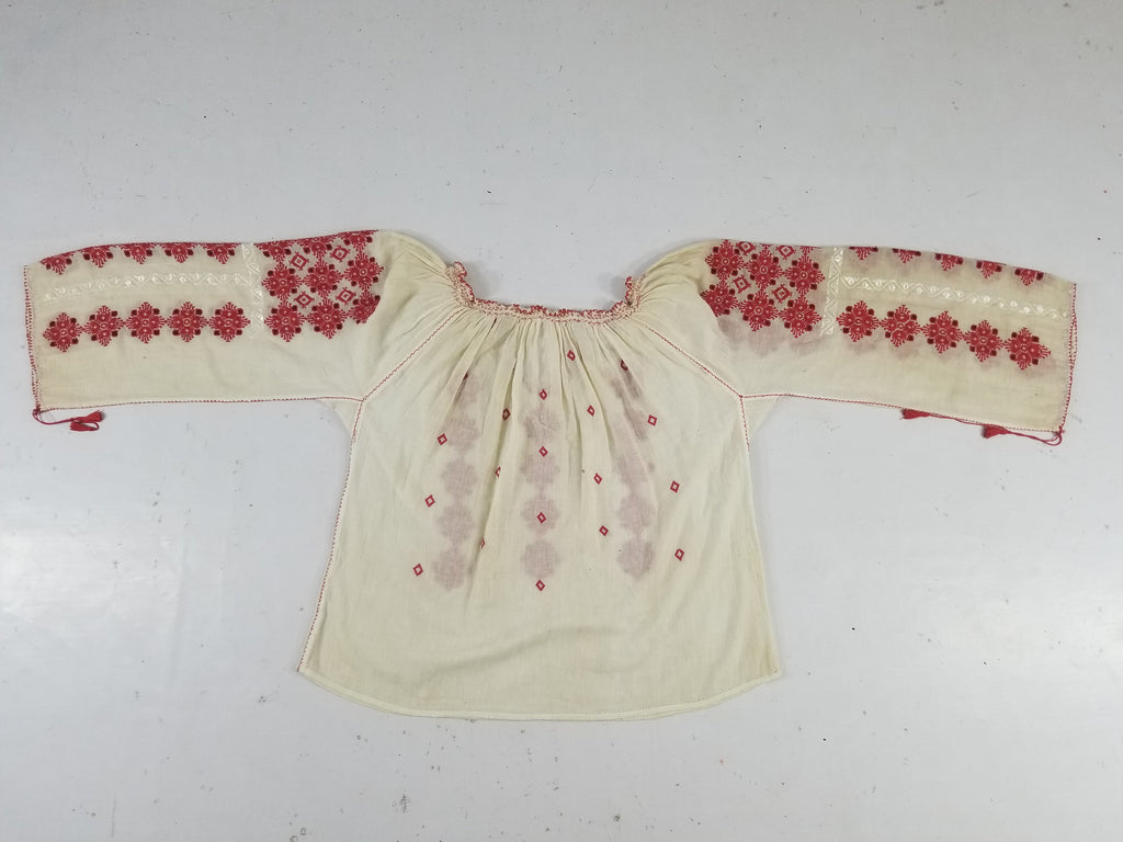 Vintage Romanian Vyshyvanka Embroidered Peasant Blouse