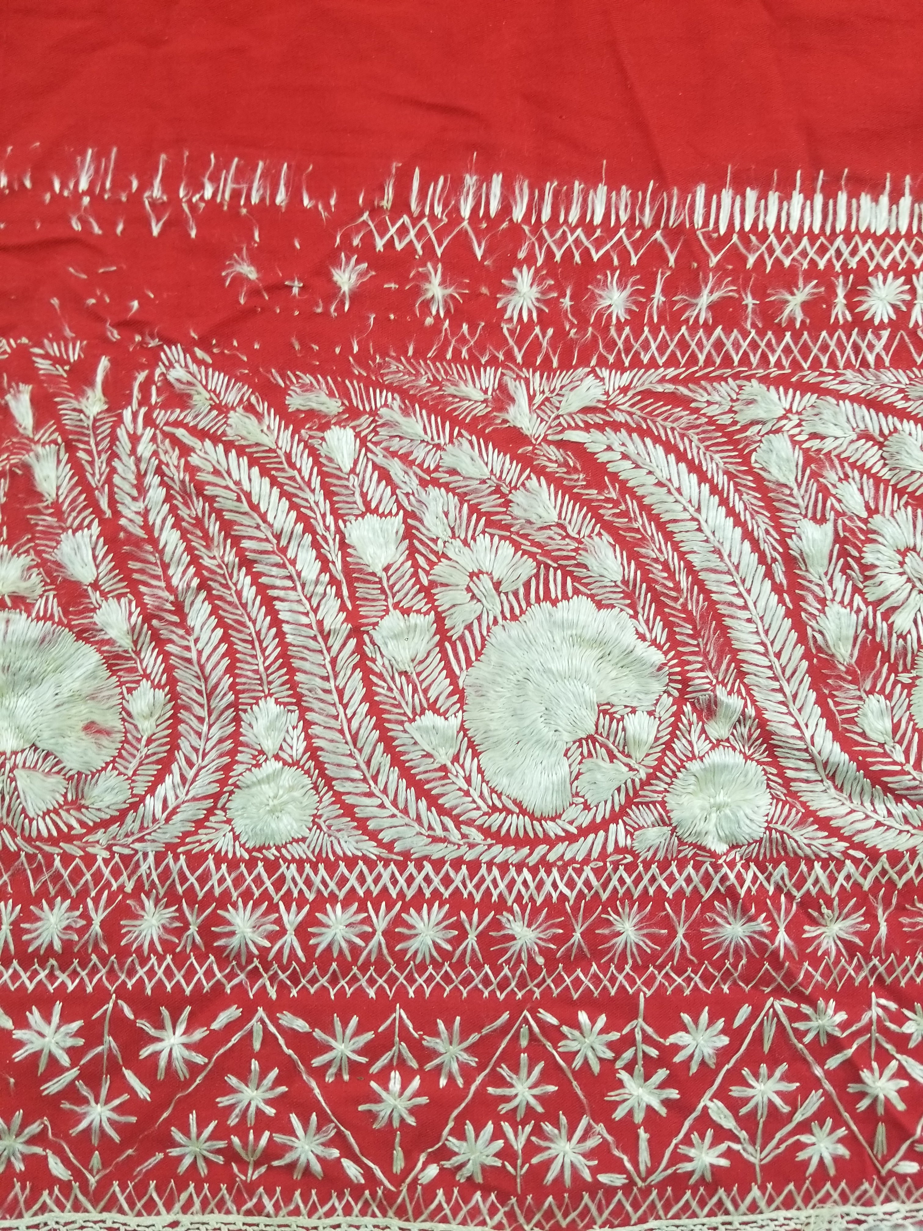Antique Traditional Indian Kashmiri Hand Embroidered Paisley Shawl 170x160cm