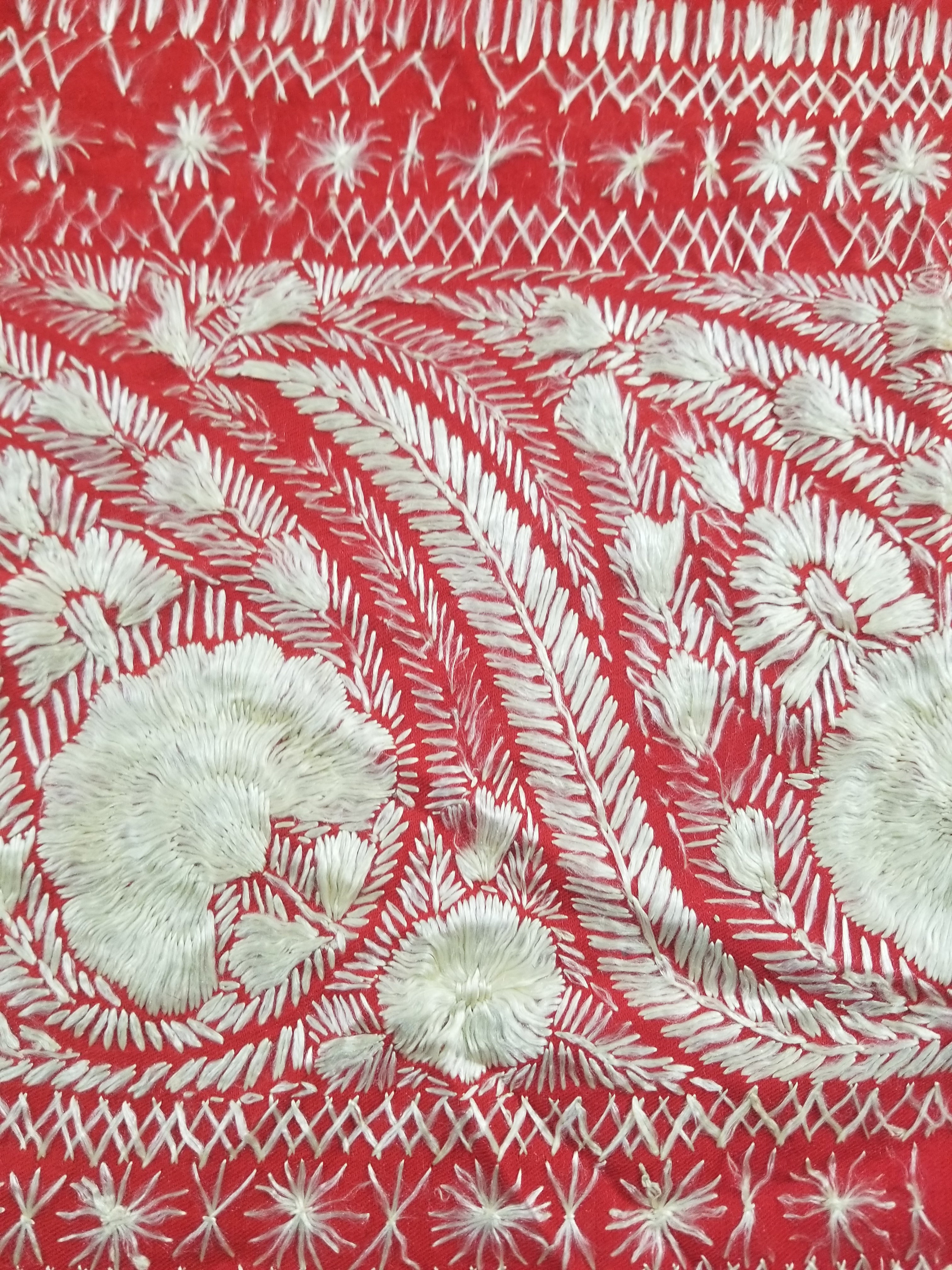 Antique Traditional Indian Kashmiri Hand Embroidered Paisley Shawl 170x160cm