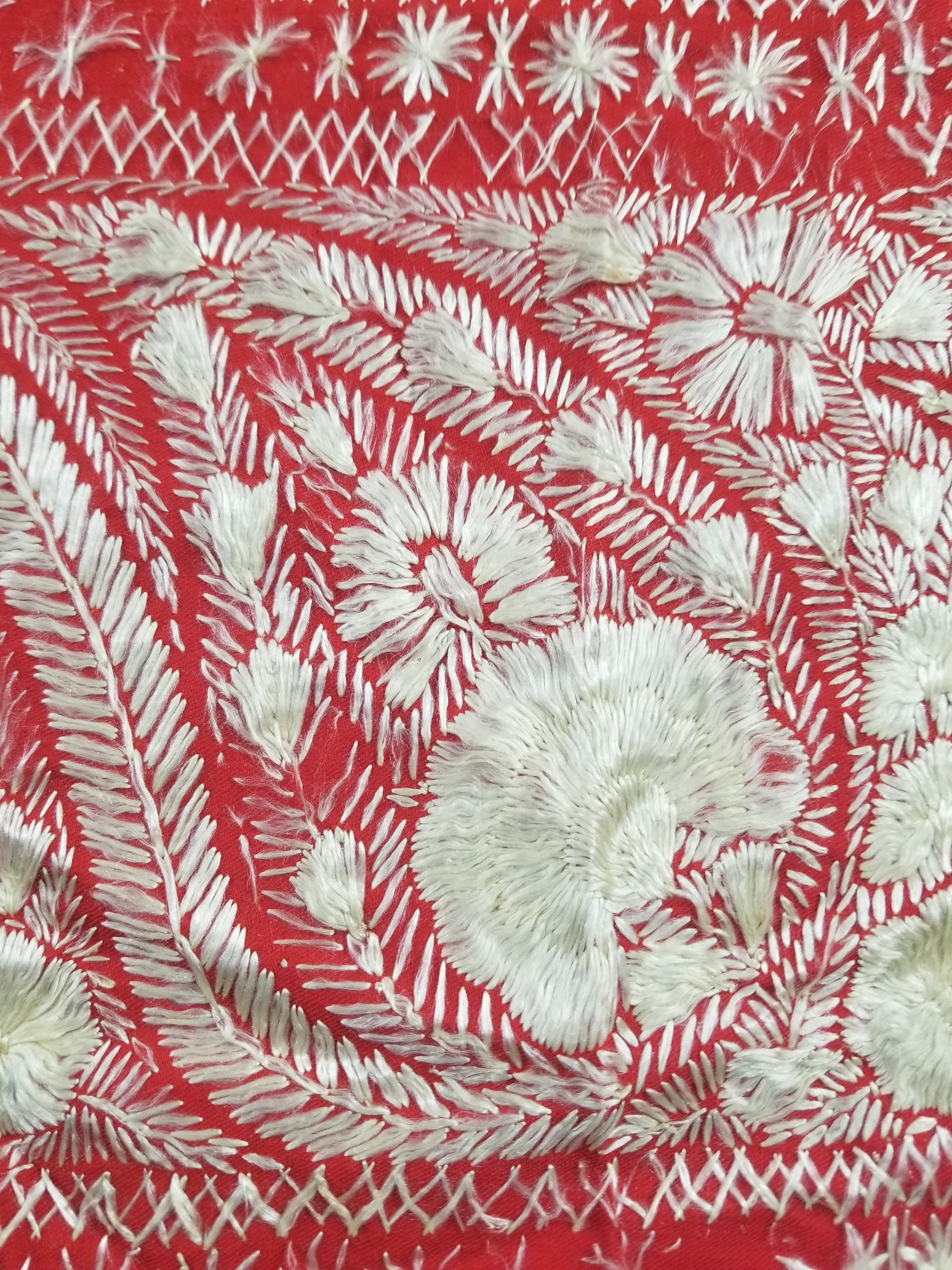 Antique Traditional Indian Kashmiri Hand Embroidered Paisley Shawl 170x160cm