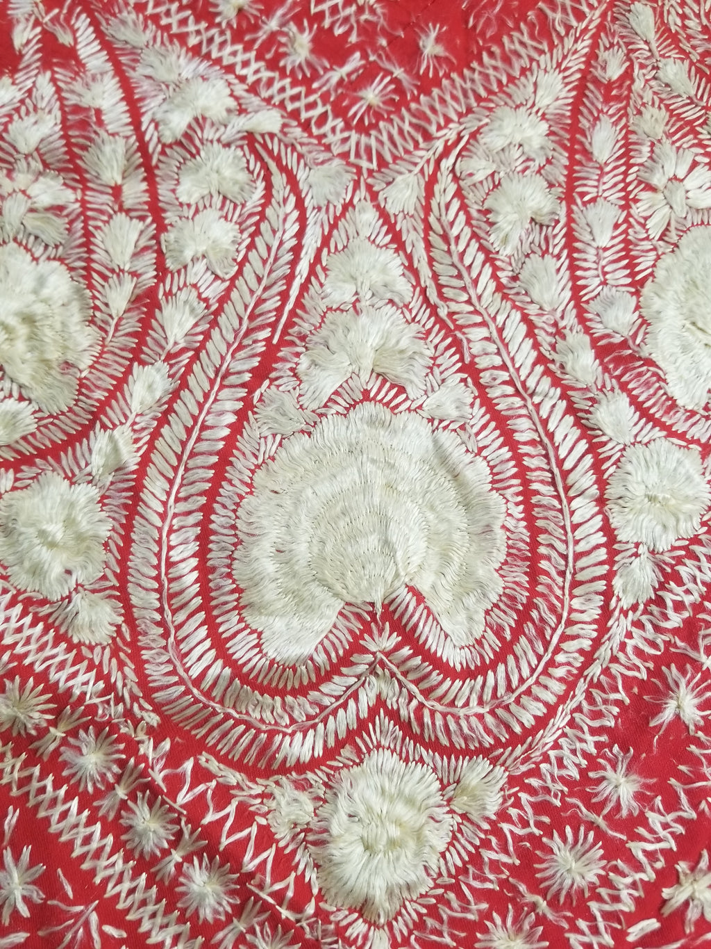 Antique Traditional Indian Kashmiri Hand Embroidered Paisley Shawl 170x160cm