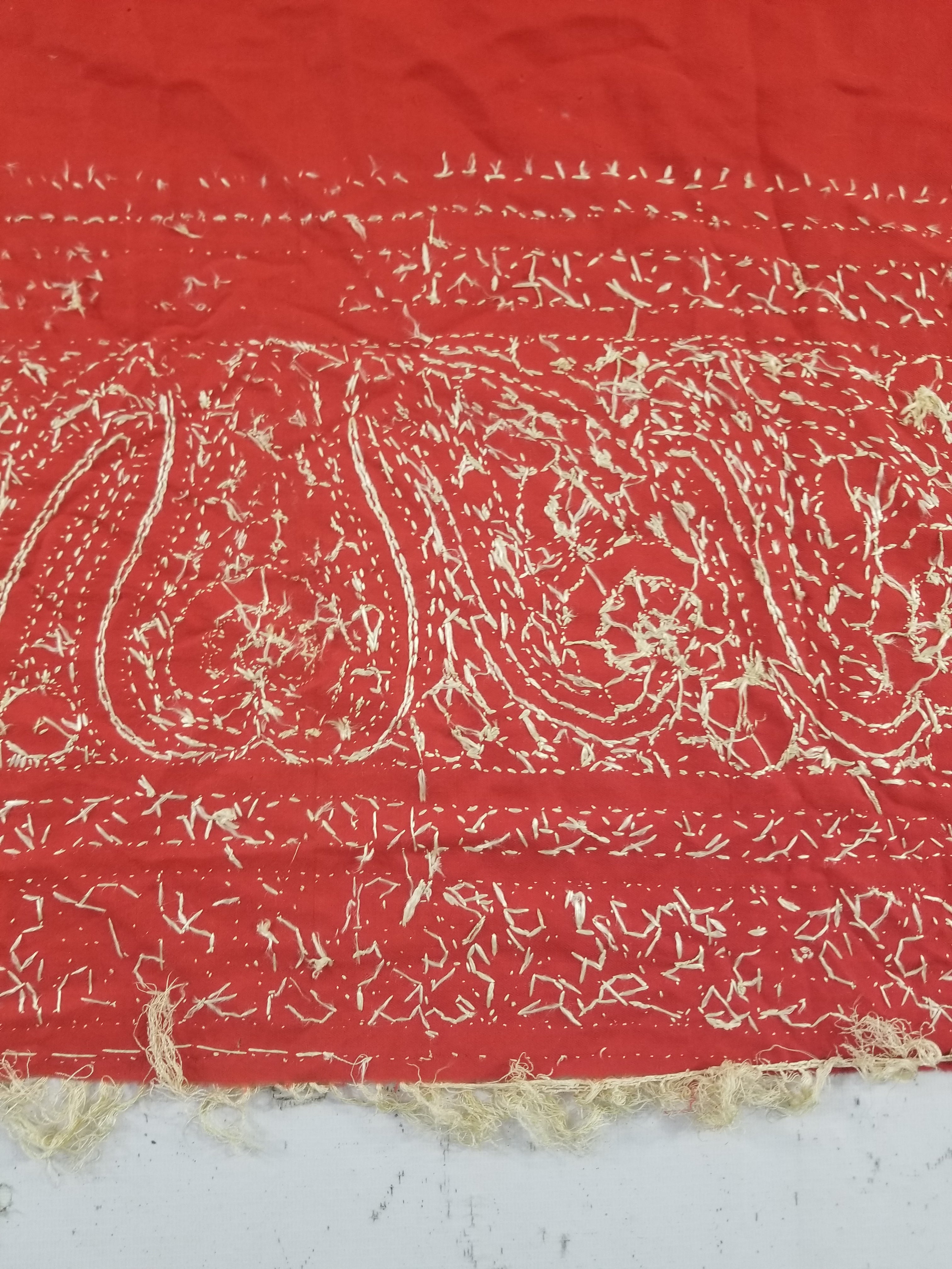 Antique Traditional Indian Kashmiri Hand Embroidered Paisley Shawl 170x160cm