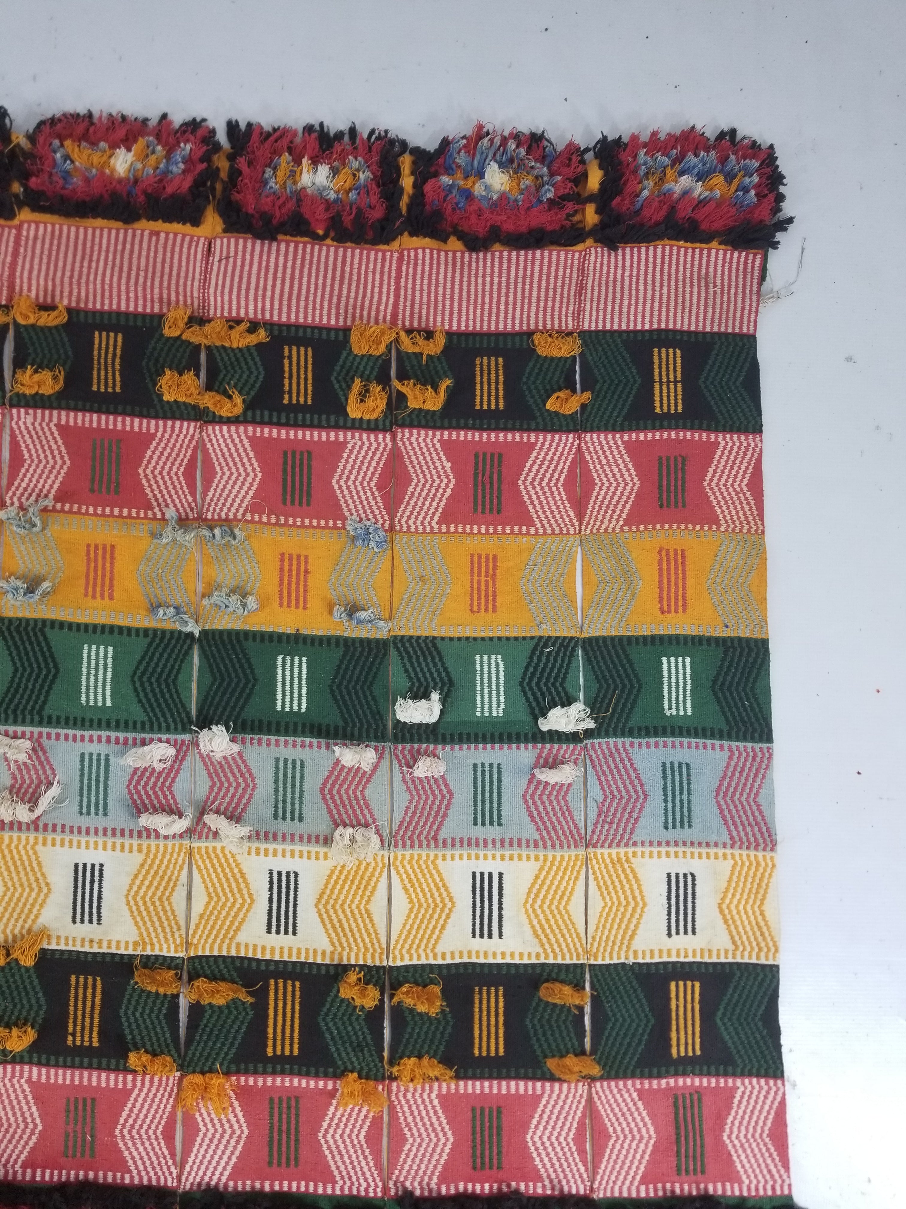 Vintage Traditional African Handwoven Patchwork Multicolor Blanket Textile 233x158cm