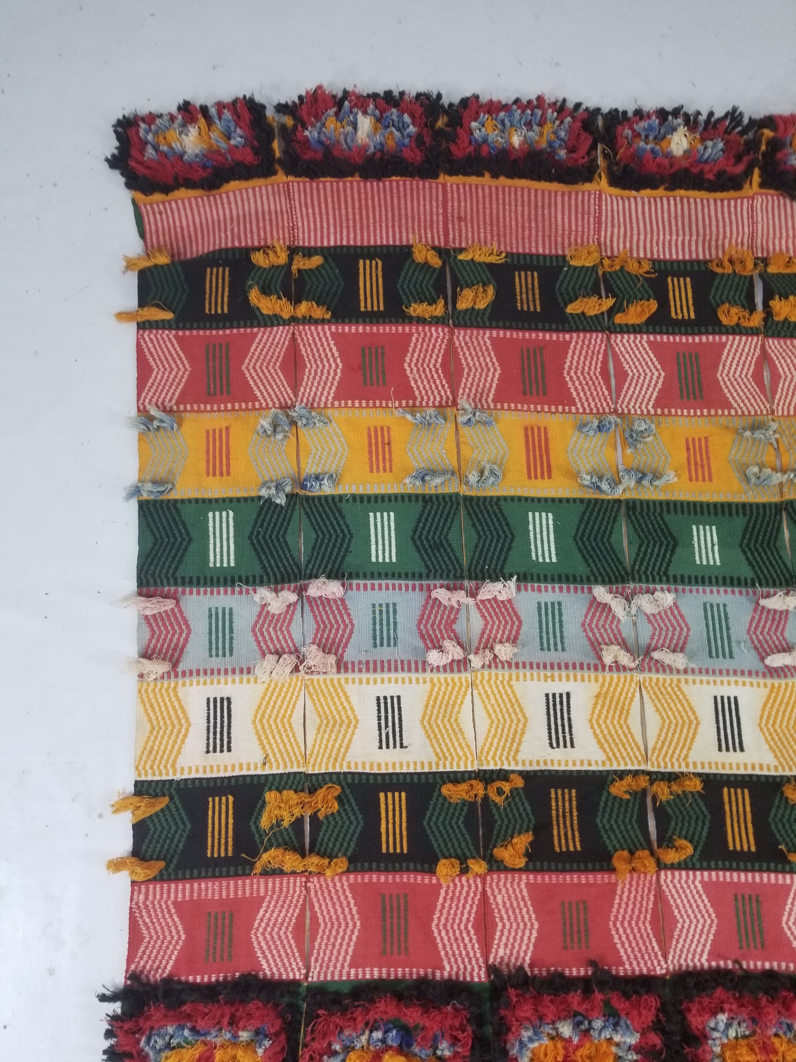 Vintage Traditional African Handwoven Patchwork Multicolor Blanket Textile 233x158cm