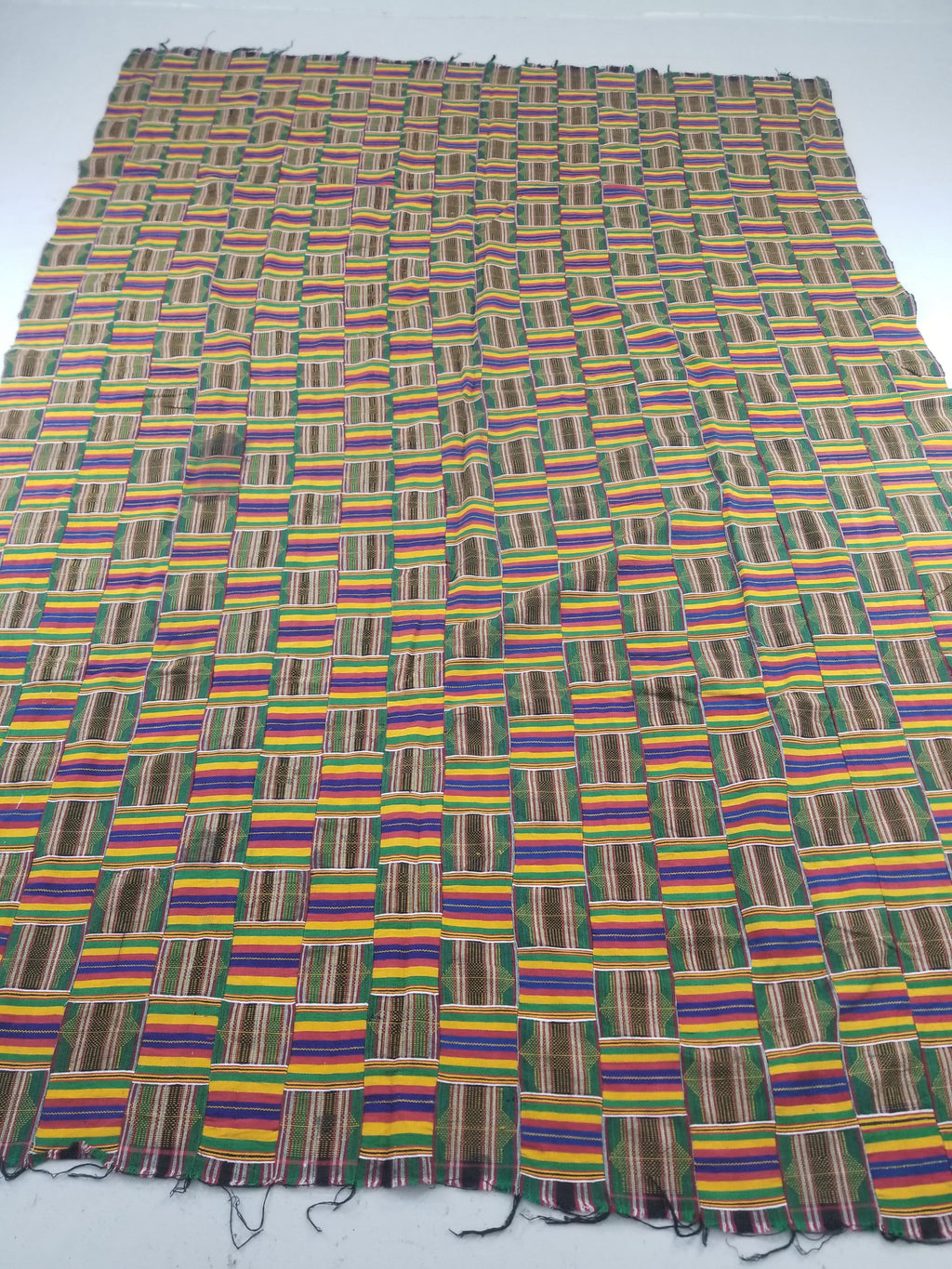 Vintage African Kente Cloth Handwoven Patchwork Ghananian Textile 288x200cm