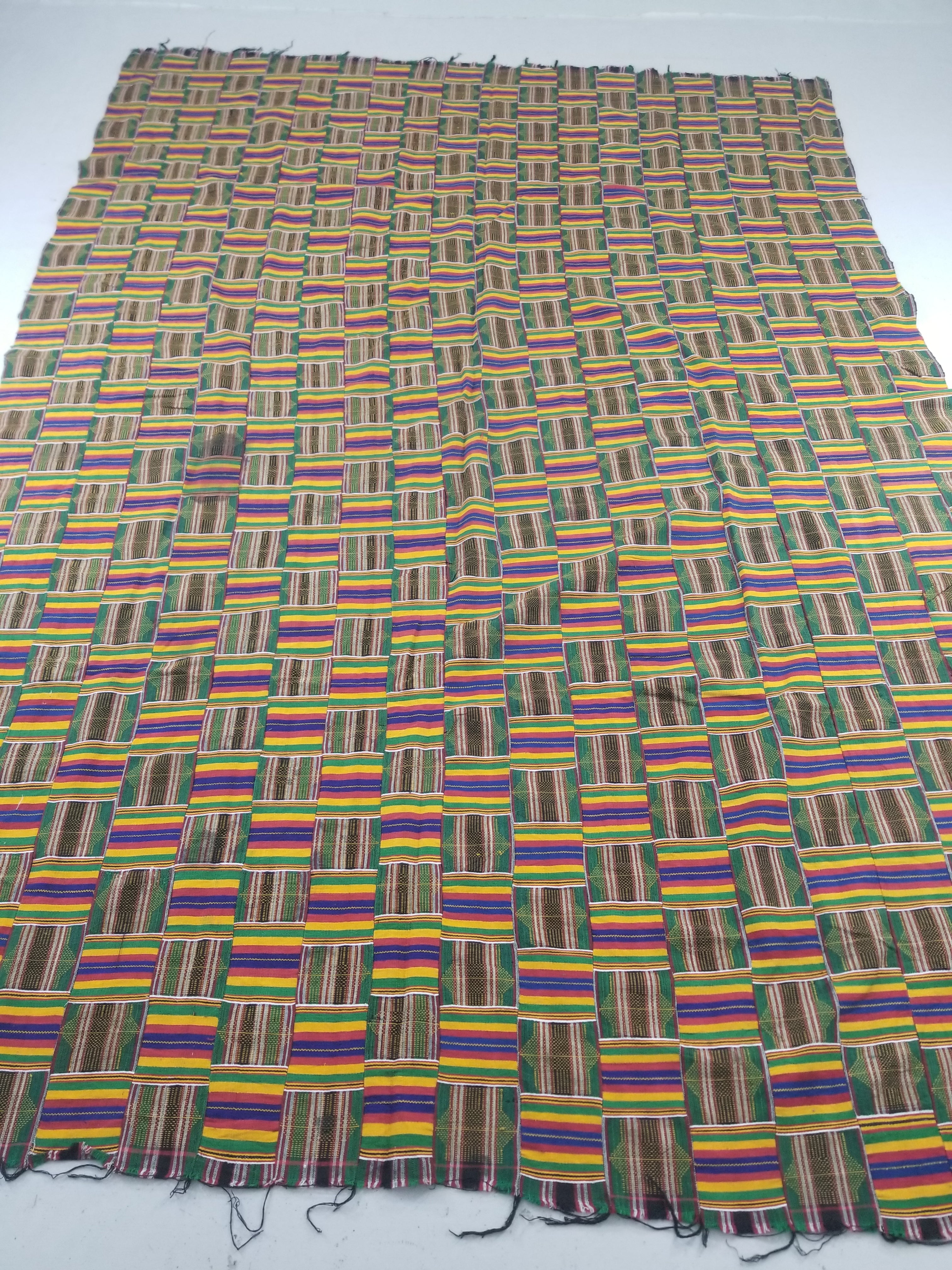 Vintage African Kente Cloth Handwoven Patchwork Ghananian Textile 288x200cm