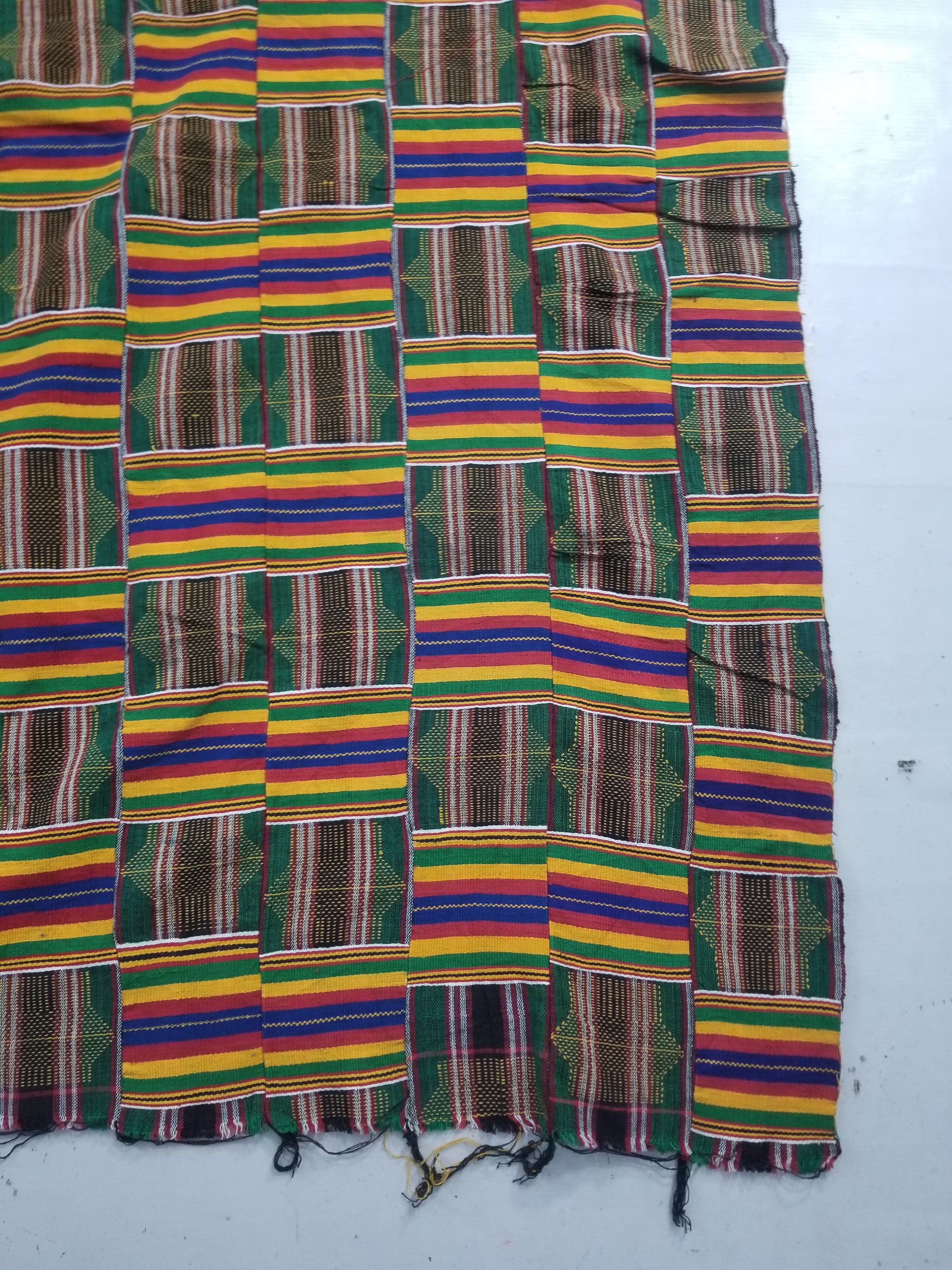 Vintage African Kente Cloth Handwoven Patchwork Ghananian Textile 288x200cm