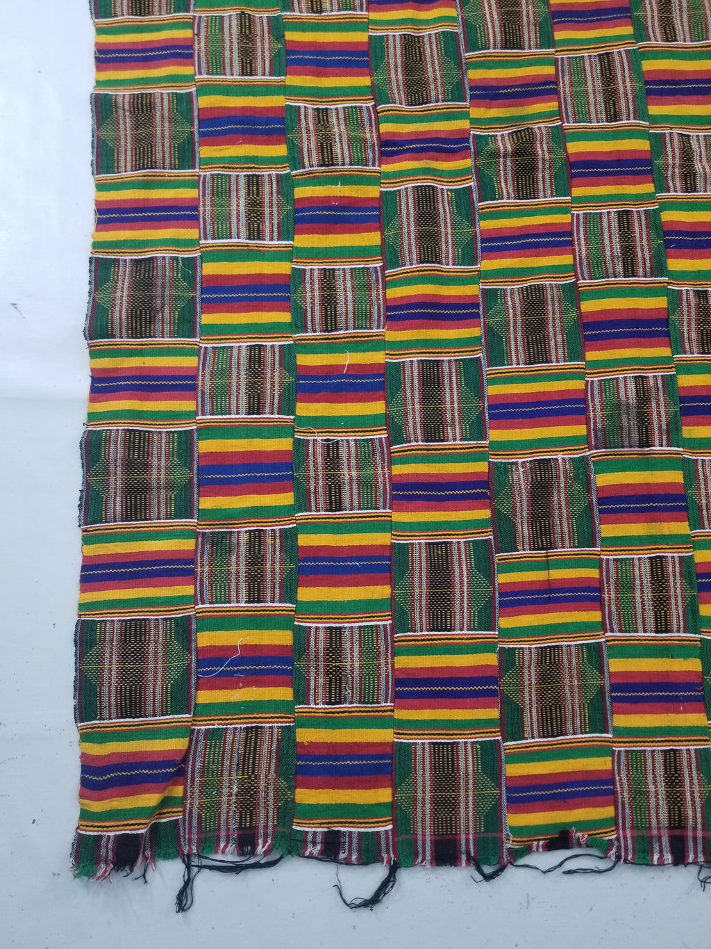 Vintage African Kente Cloth Handwoven Patchwork Ghananian Textile 288x200cm