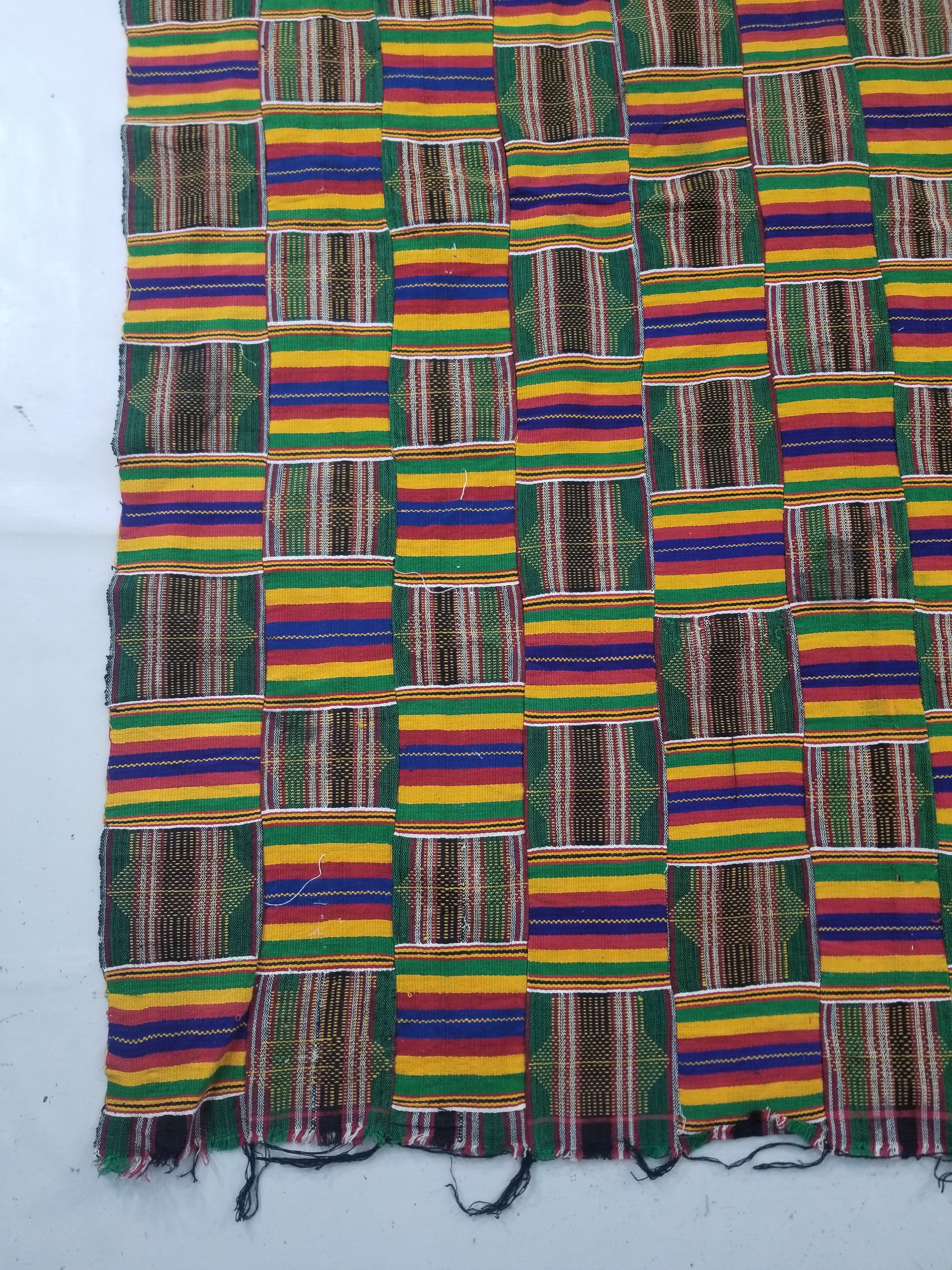 Vintage African Kente Cloth Handwoven Patchwork Ghananian Textile 288x200cm