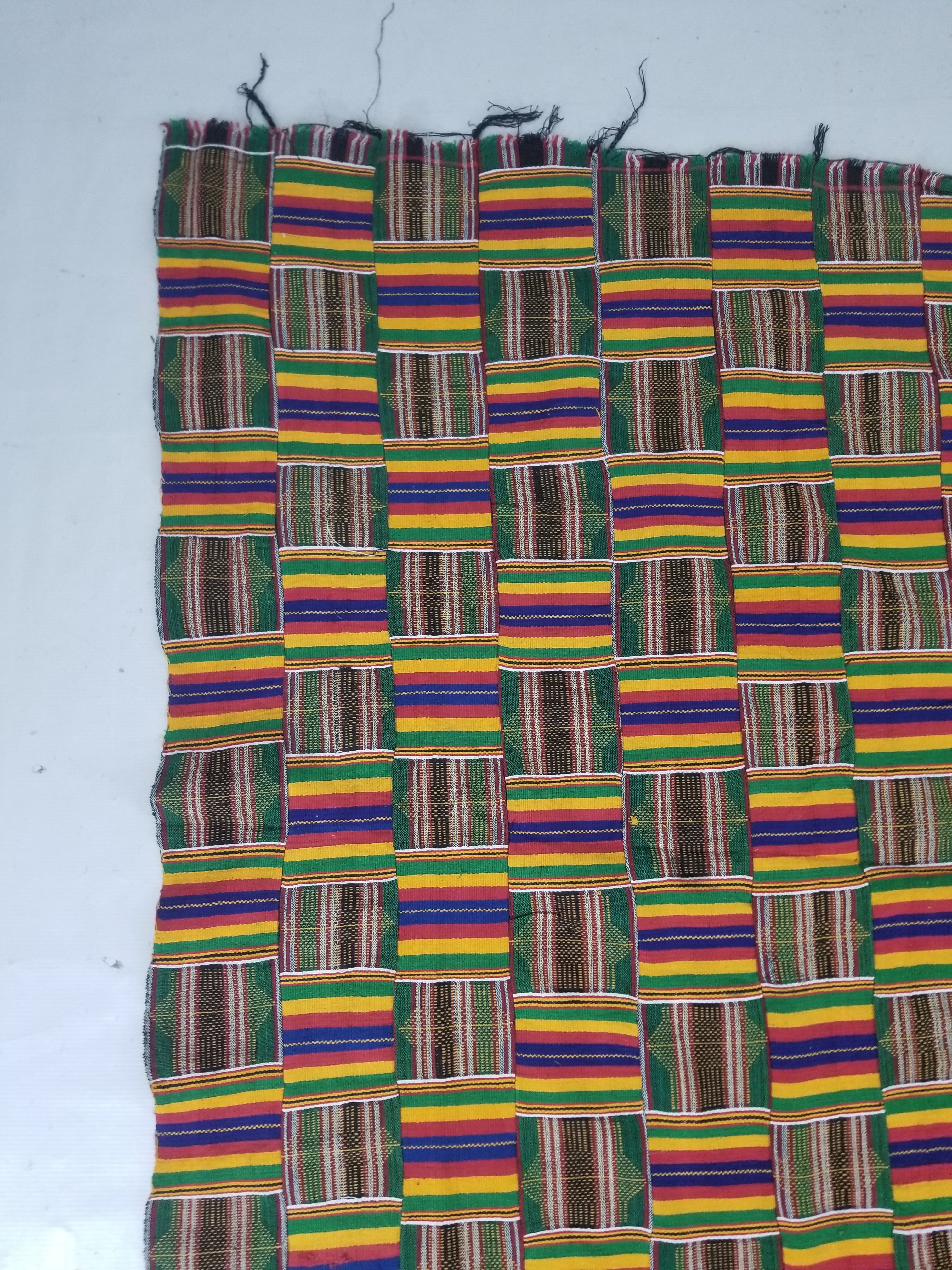 Vintage African Kente Cloth Handwoven Patchwork Ghananian Textile 288x200cm